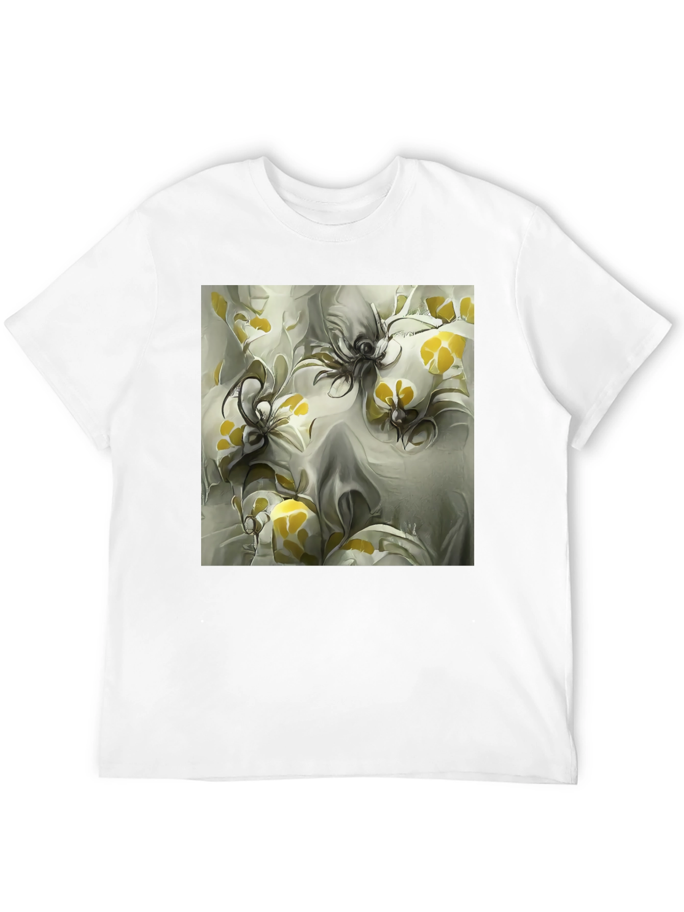 Abstract Floral Print Black T-Shirt