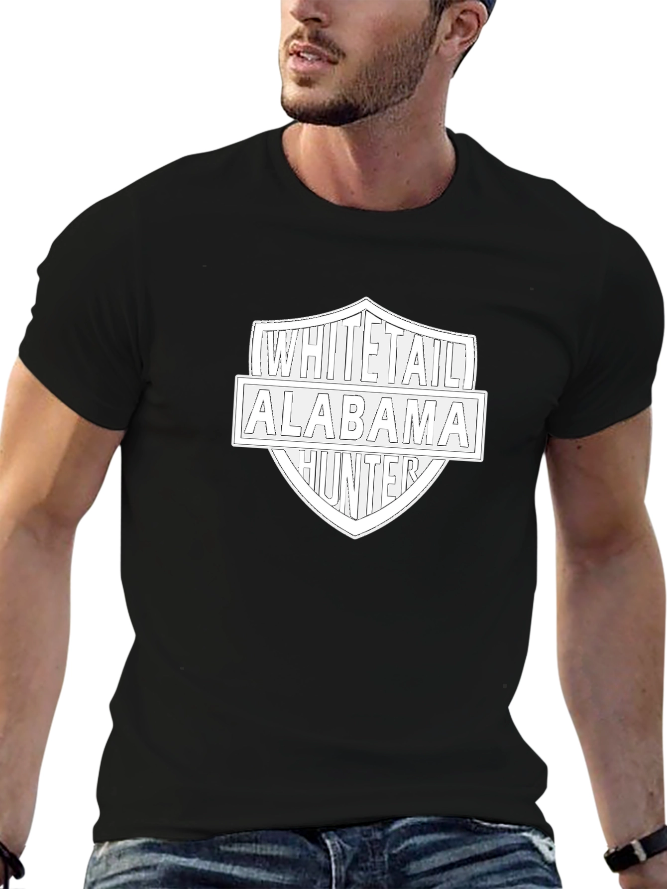 Whitetail Alabama Hunter Black T-Shirt