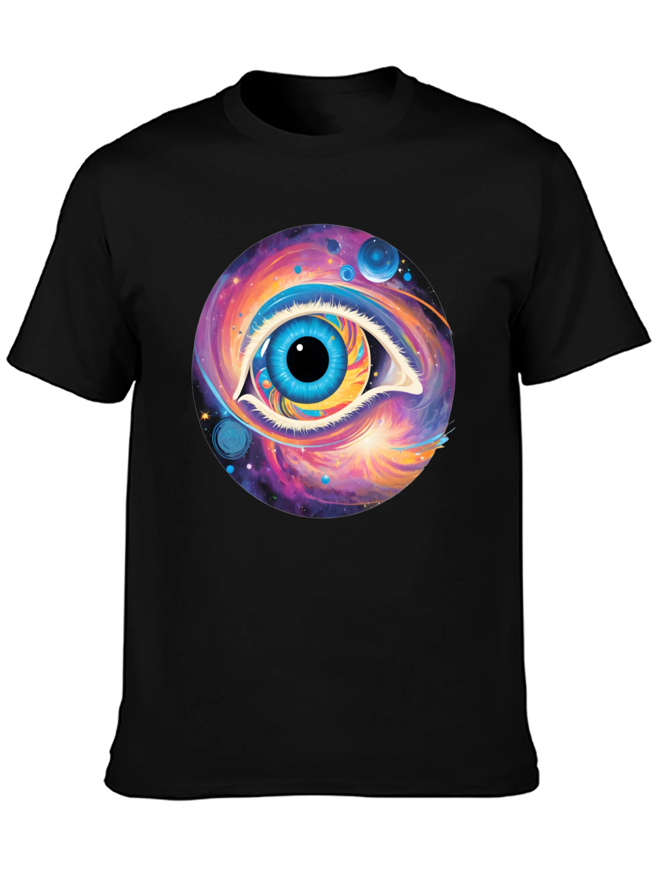 Cosmic Eye Graphic Tee - Black Cotton Comfort