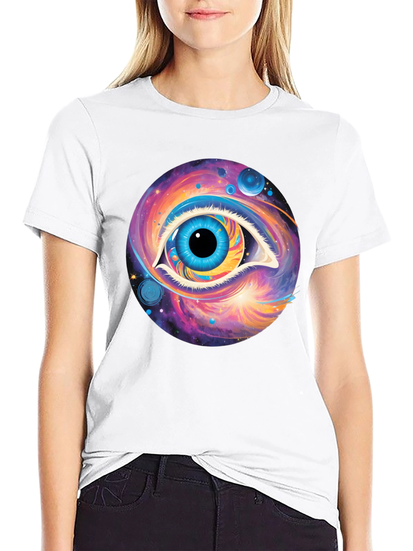 Cosmic Eye Graphic Tee - Black Cotton Comfort