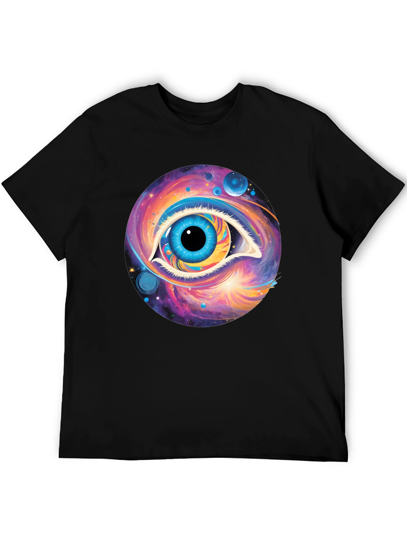 Cosmic Eye Graphic Tee - Black Cotton Comfort