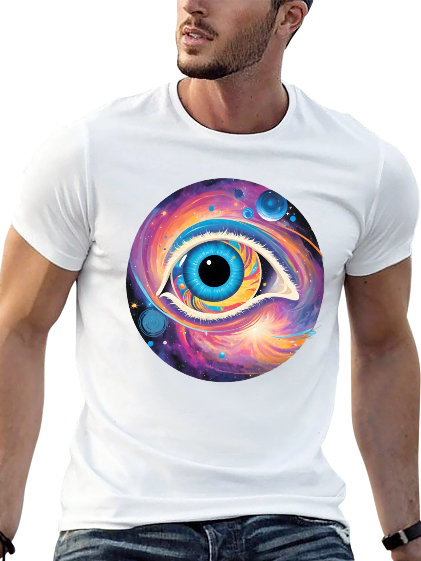 Cosmic Eye Graphic Tee - Black Cotton Comfort