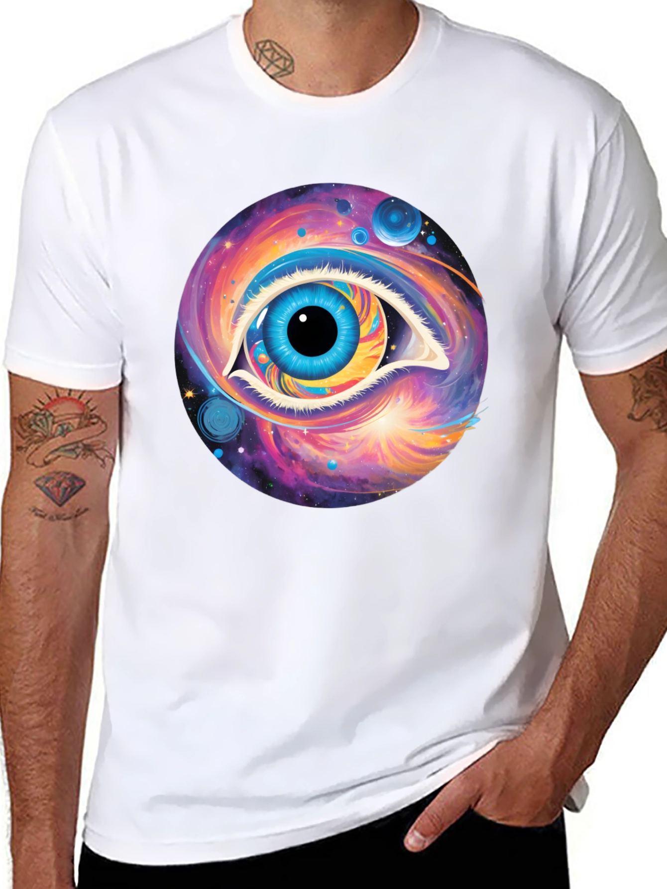 Cosmic Eye Graphic Tee - Black Cotton Comfort