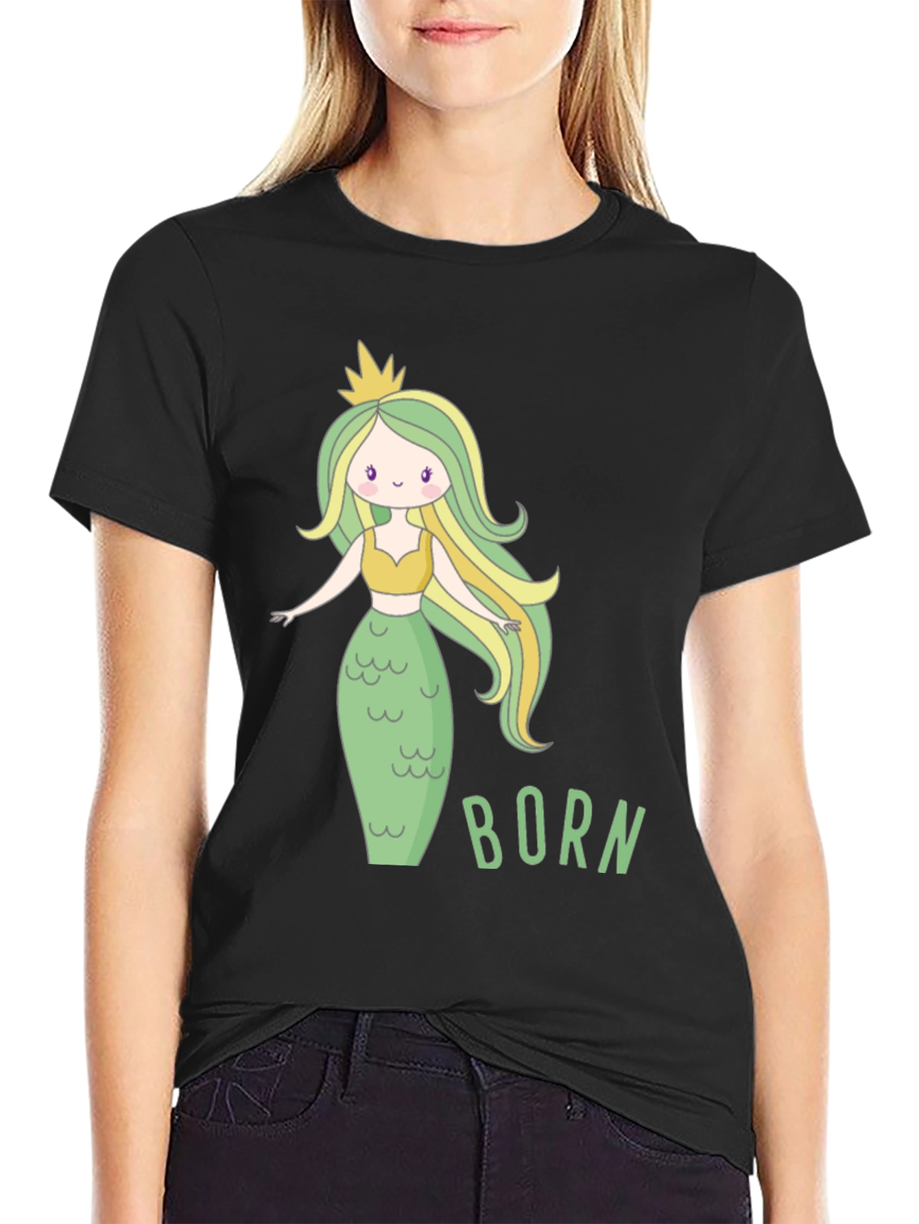 Mermaid Born T-Shirt - Cute Cartoon Graphic Tee