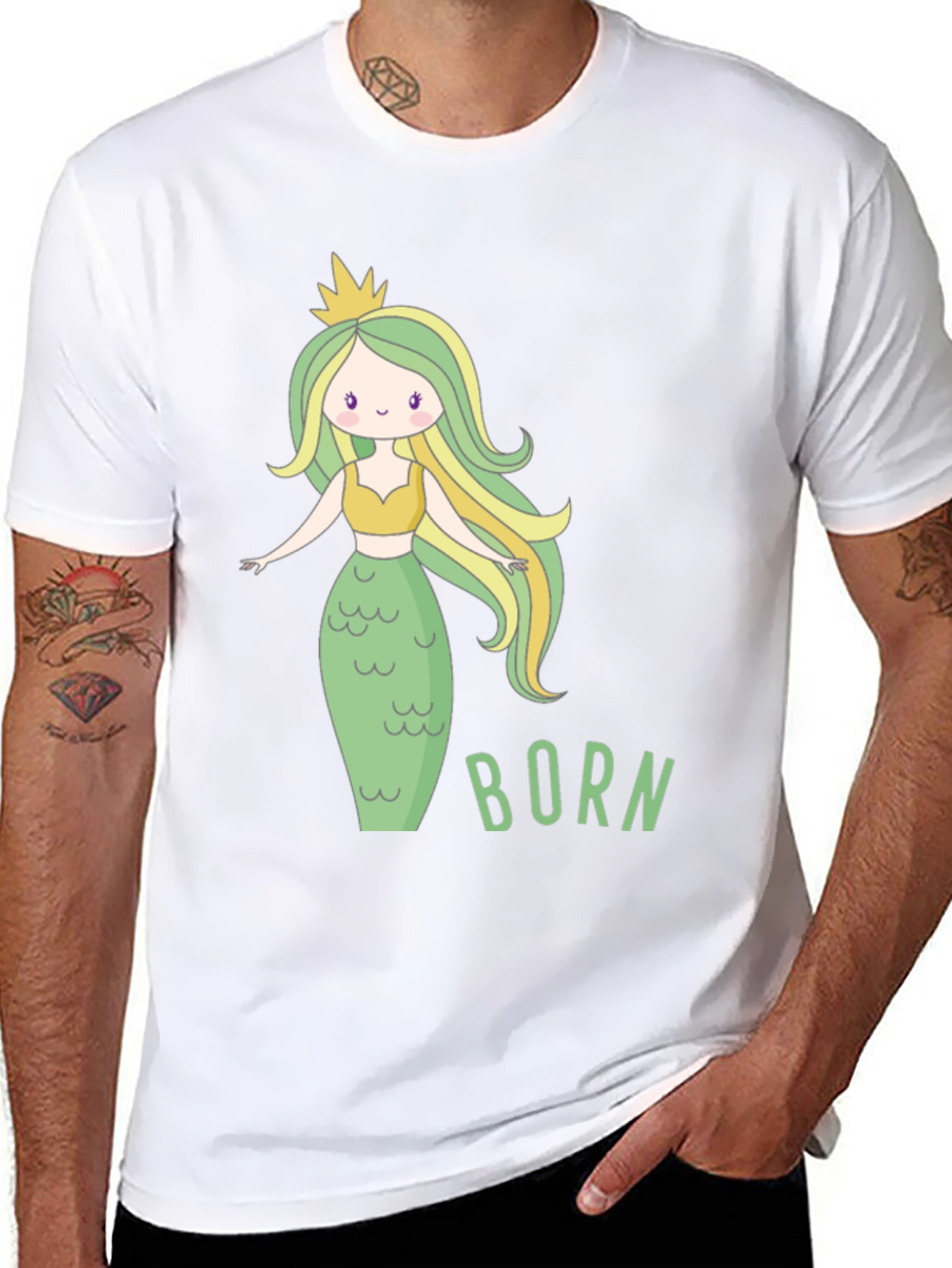 Mermaid Born T-Shirt - Cute Cartoon Graphic Tee