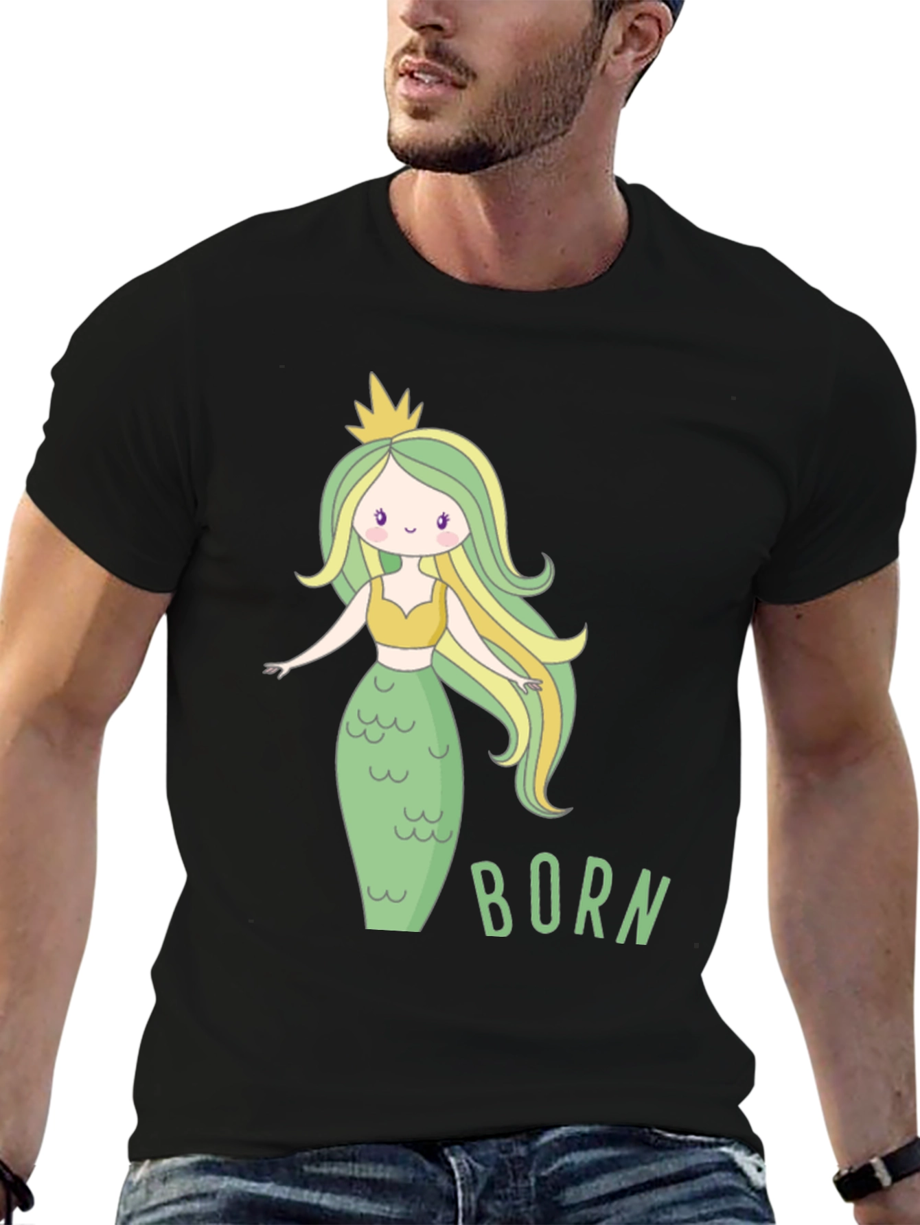 Mermaid Born T-Shirt - Cute Cartoon Graphic Tee