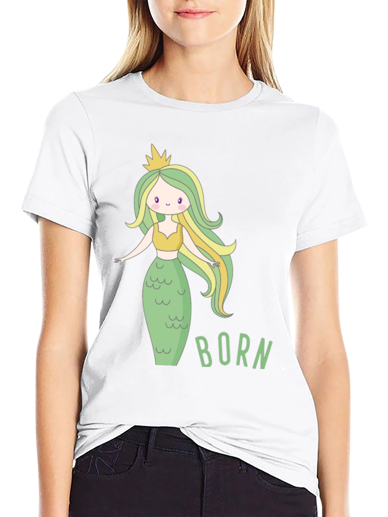Mermaid Born T-Shirt - Cute Cartoon Graphic Tee