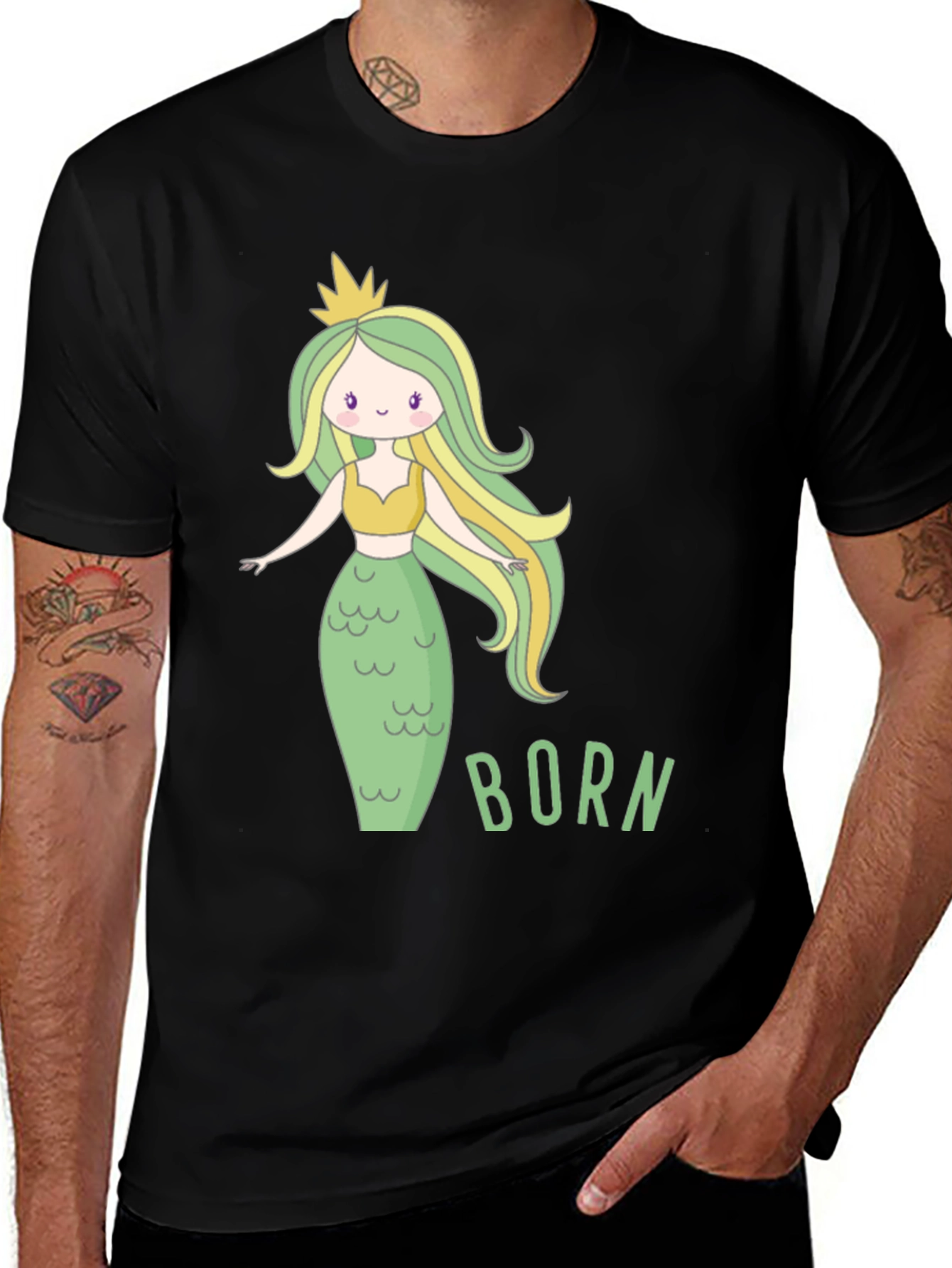 Mermaid Born T-Shirt - Cute Cartoon Graphic Tee