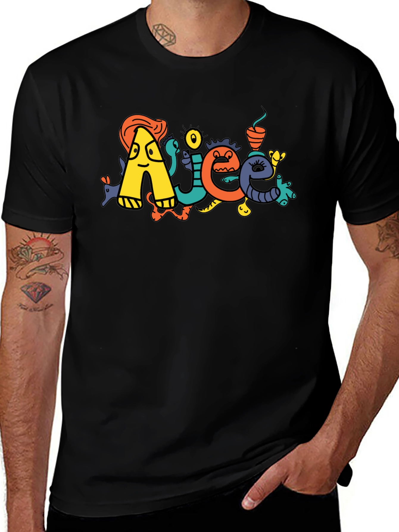 Doodle Art Black T-Shirt
