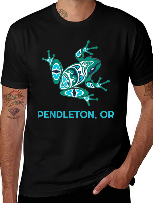 Pendleton Oregon Frog Graphic Tee - Black Cotton T-Shirt