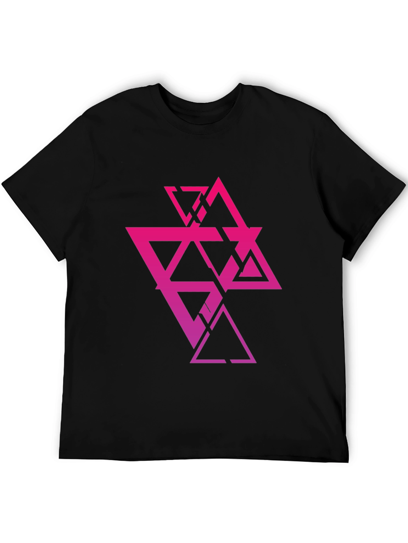 Geometric Triangle Graphic Print Black T-Shirt