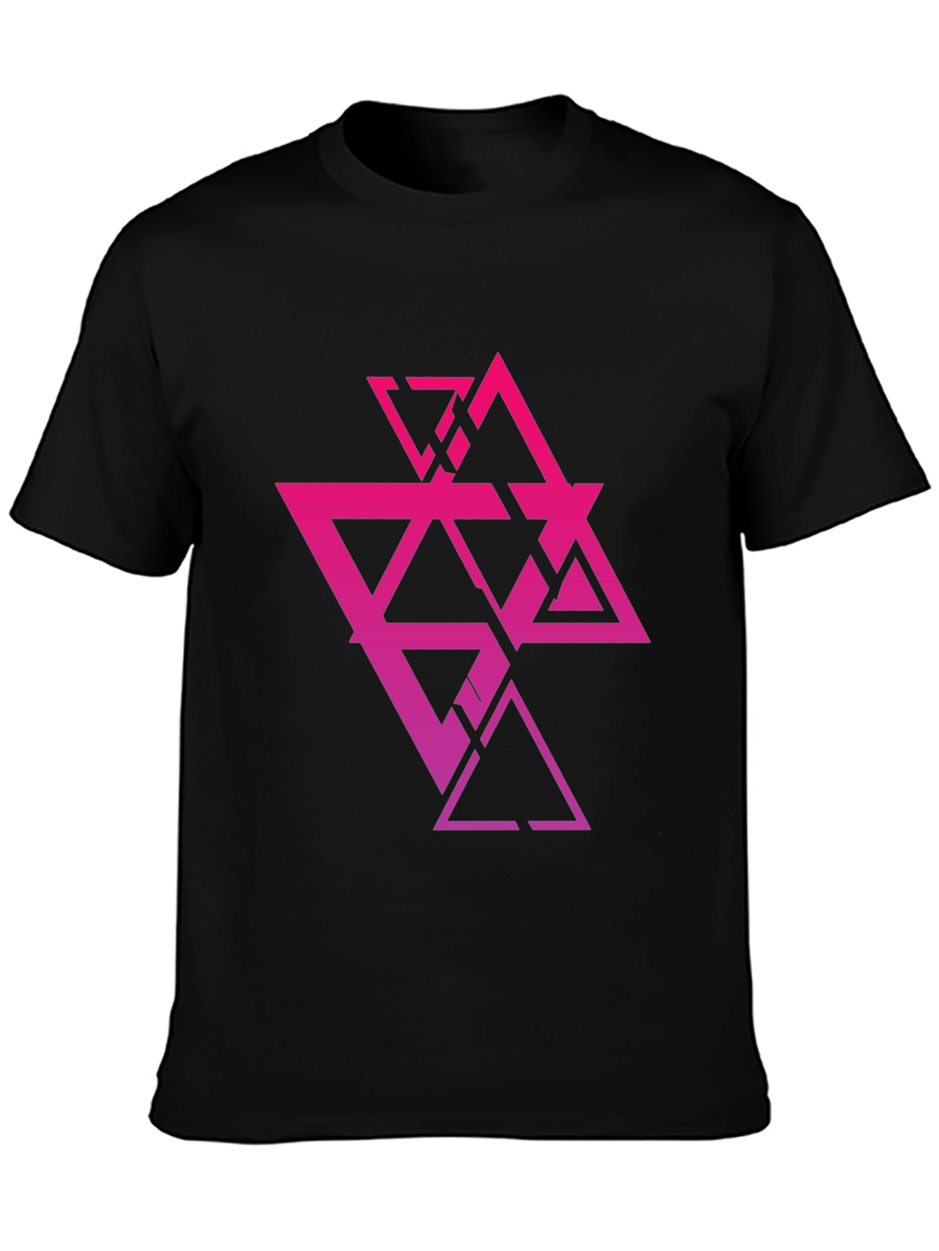Geometric Triangle Graphic Print Black T-Shirt