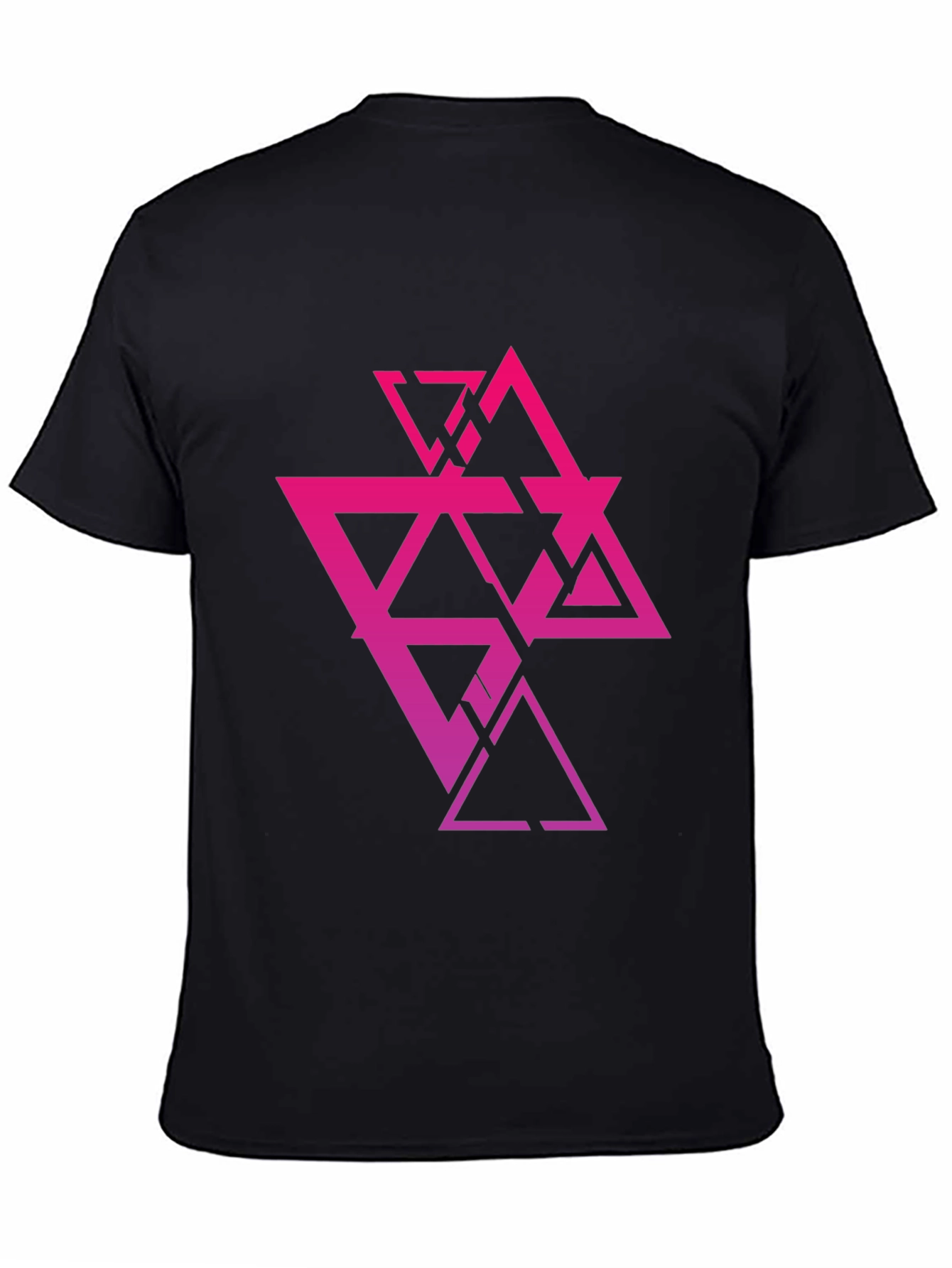Geometric Triangle Graphic Print Black T-Shirt