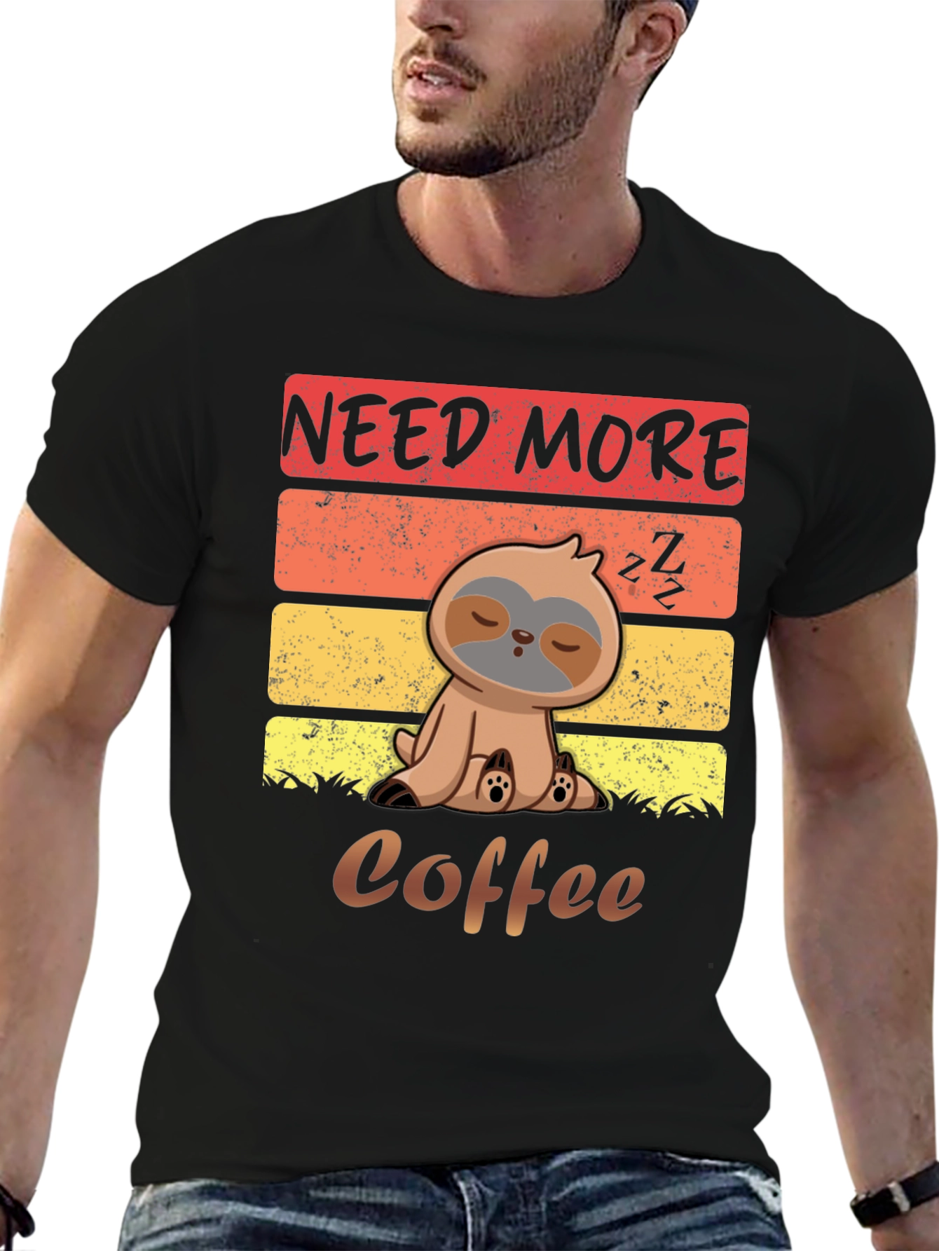 Need More Coffee Sloth Graphic T-Shirt