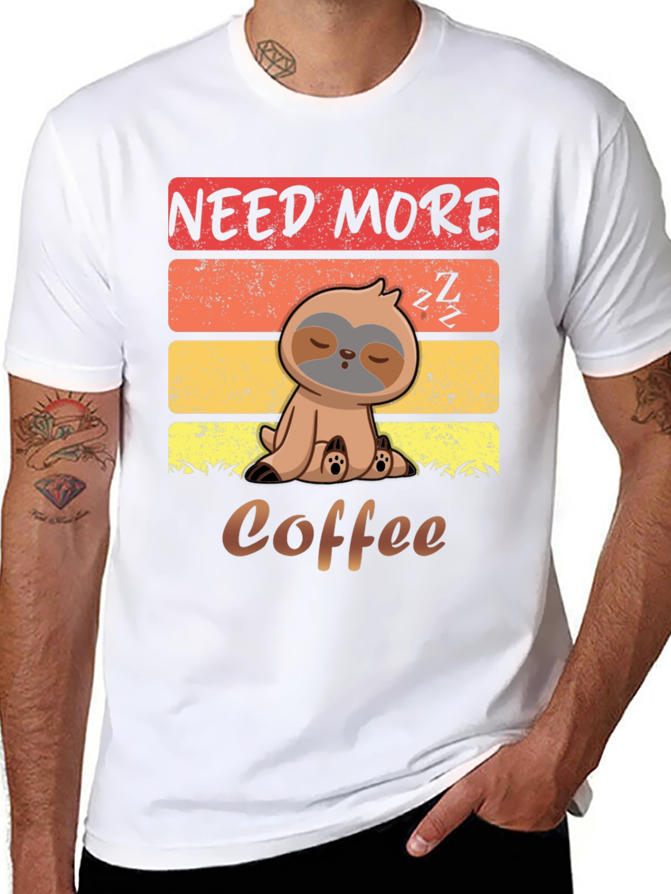 Need More Coffee Sloth Graphic T-Shirt