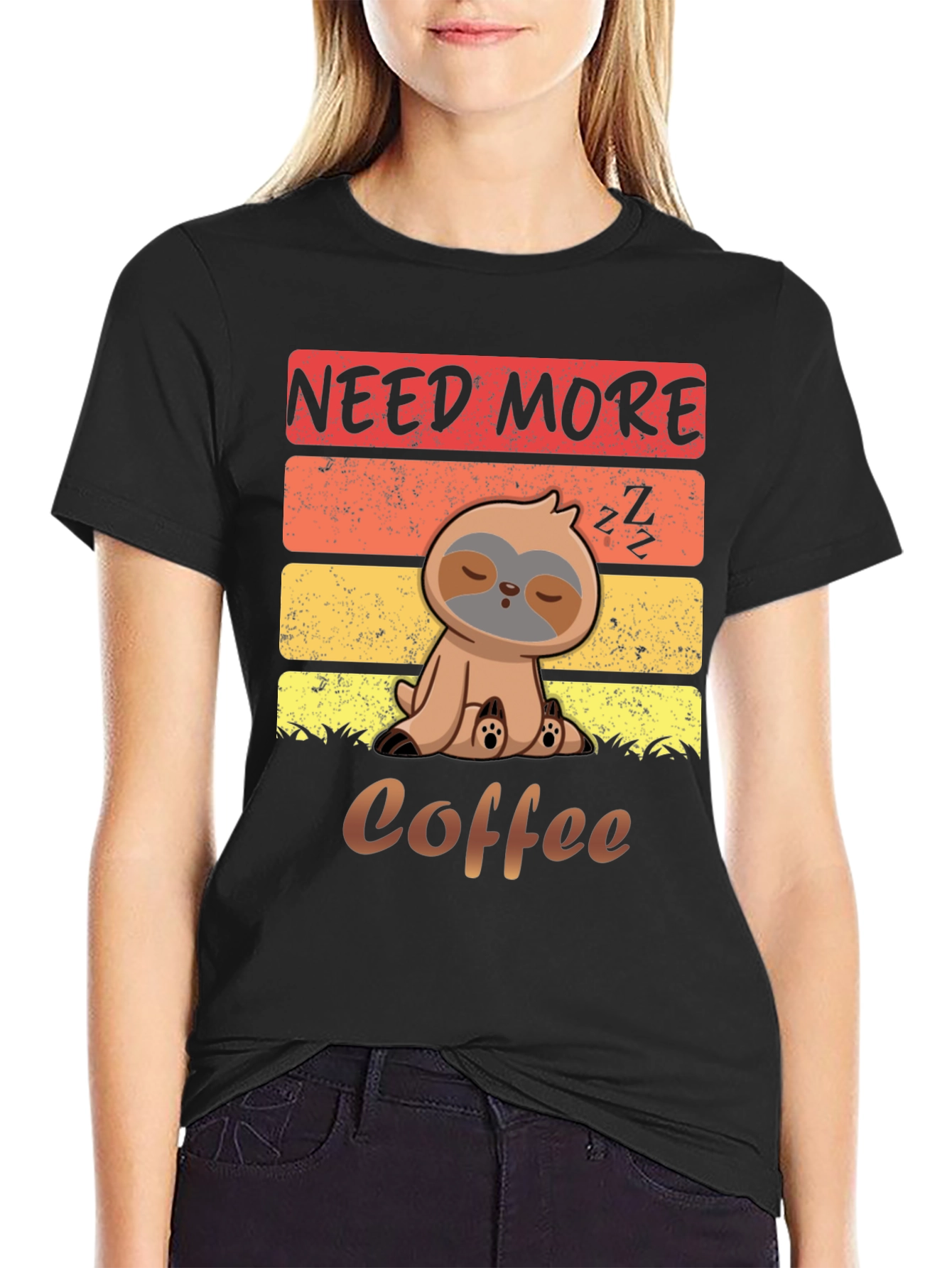 Need More Coffee Sloth Graphic T-Shirt