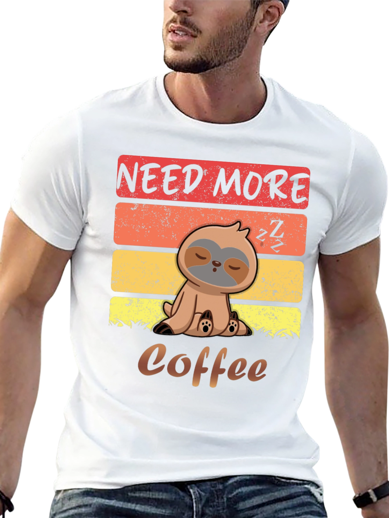 Need More Coffee Sloth Graphic T-Shirt