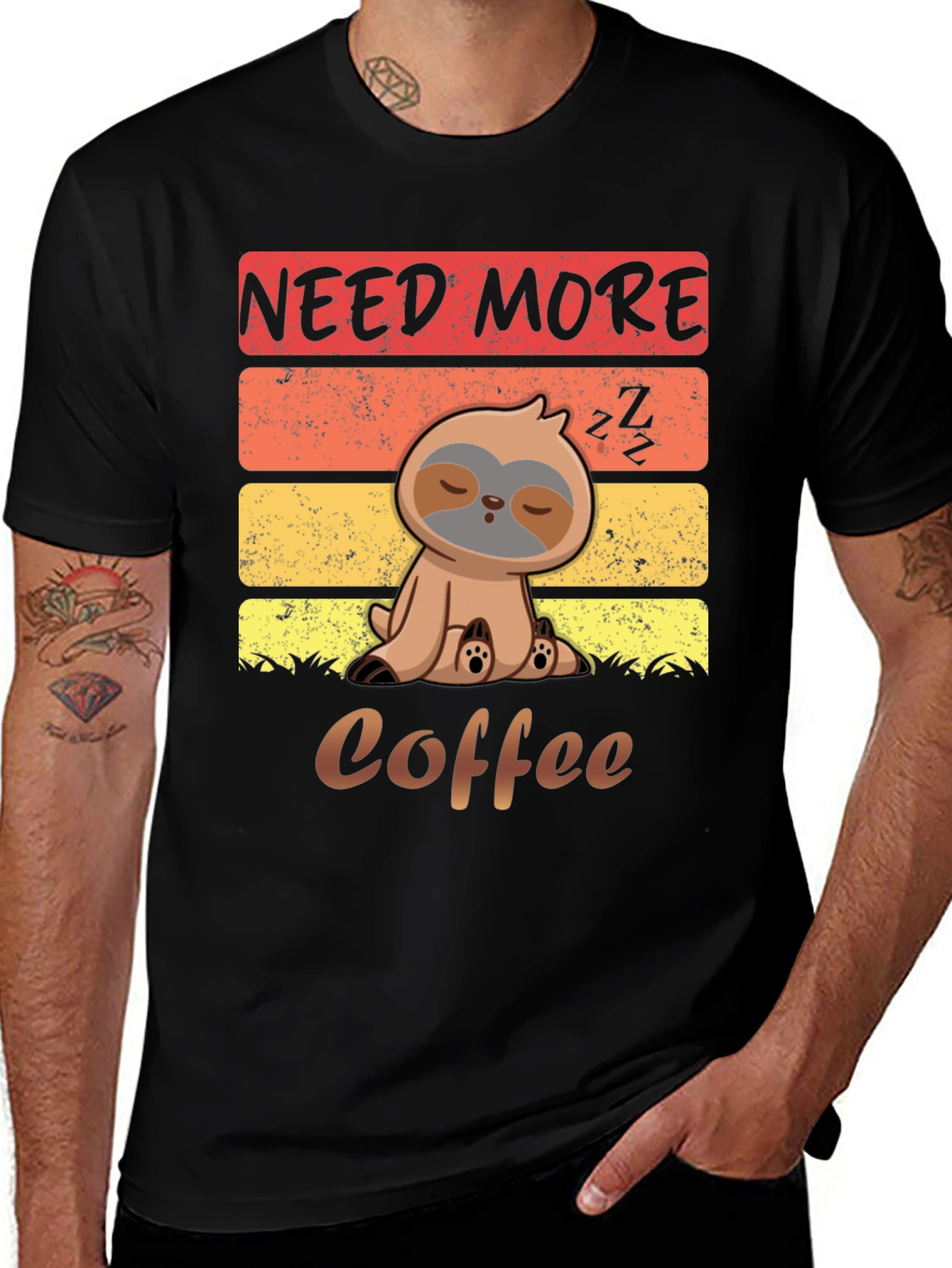 Need More Coffee Sloth Graphic T-Shirt