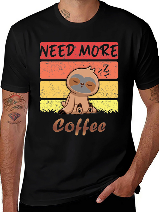 Need More Coffee Sloth Graphic T-Shirt