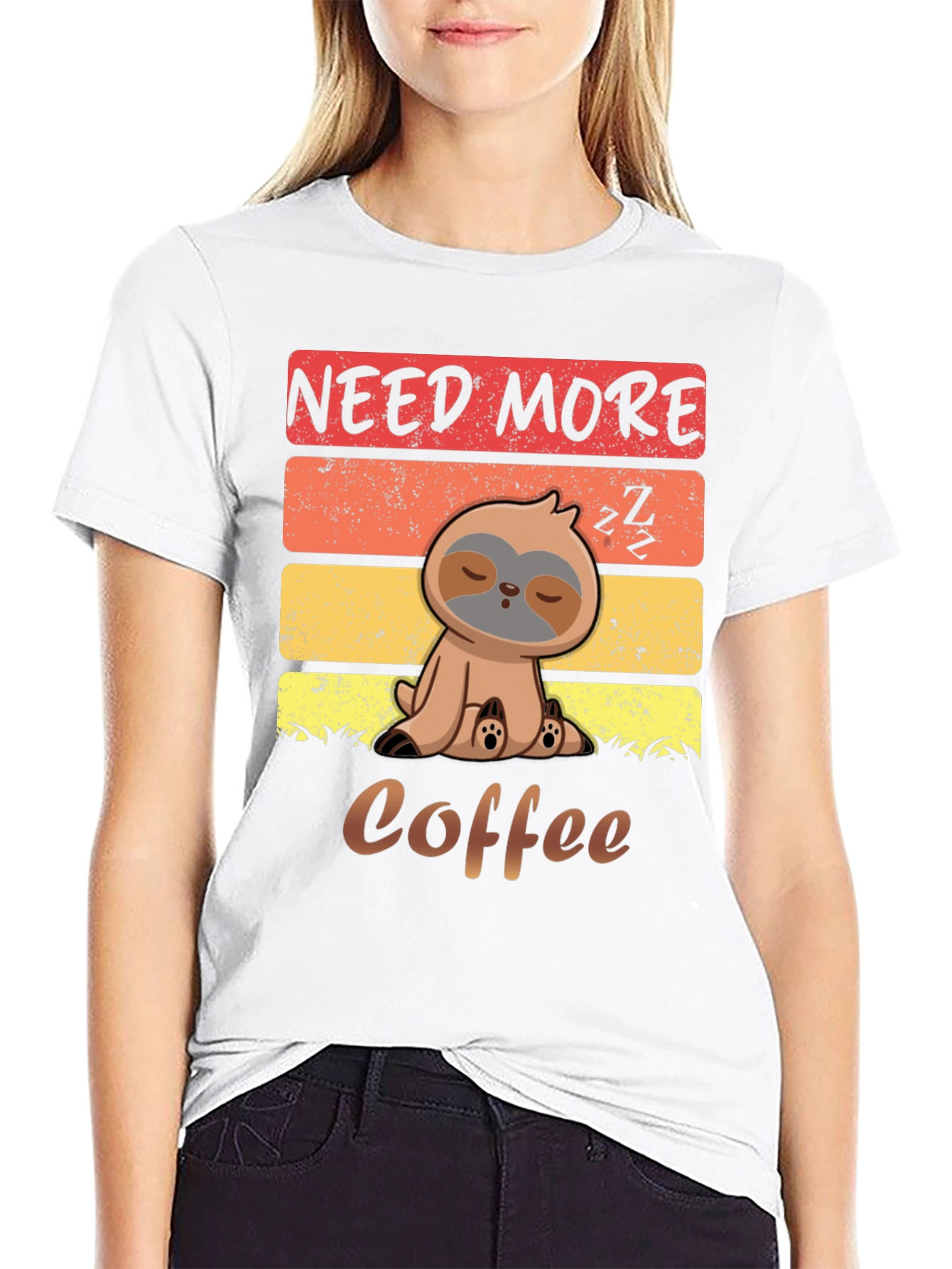 Need More Coffee Sloth Graphic T-Shirt