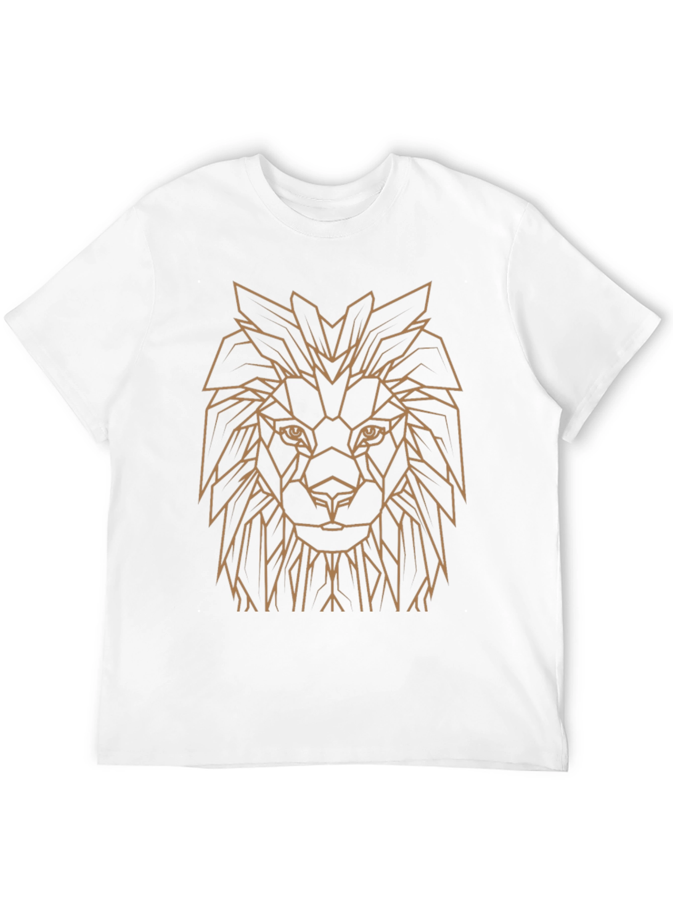 Geometric Lion Head Graphic Tee - Black