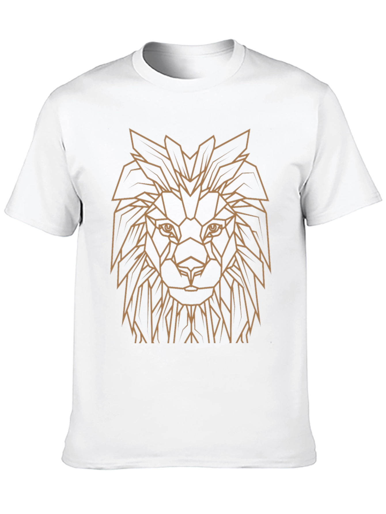 Geometric Lion Head Graphic Tee - Black