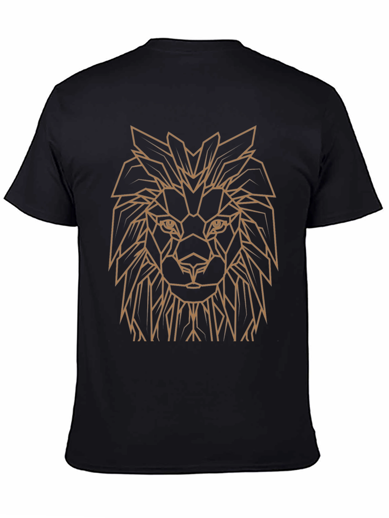 Geometric Lion Head Graphic Tee - Black