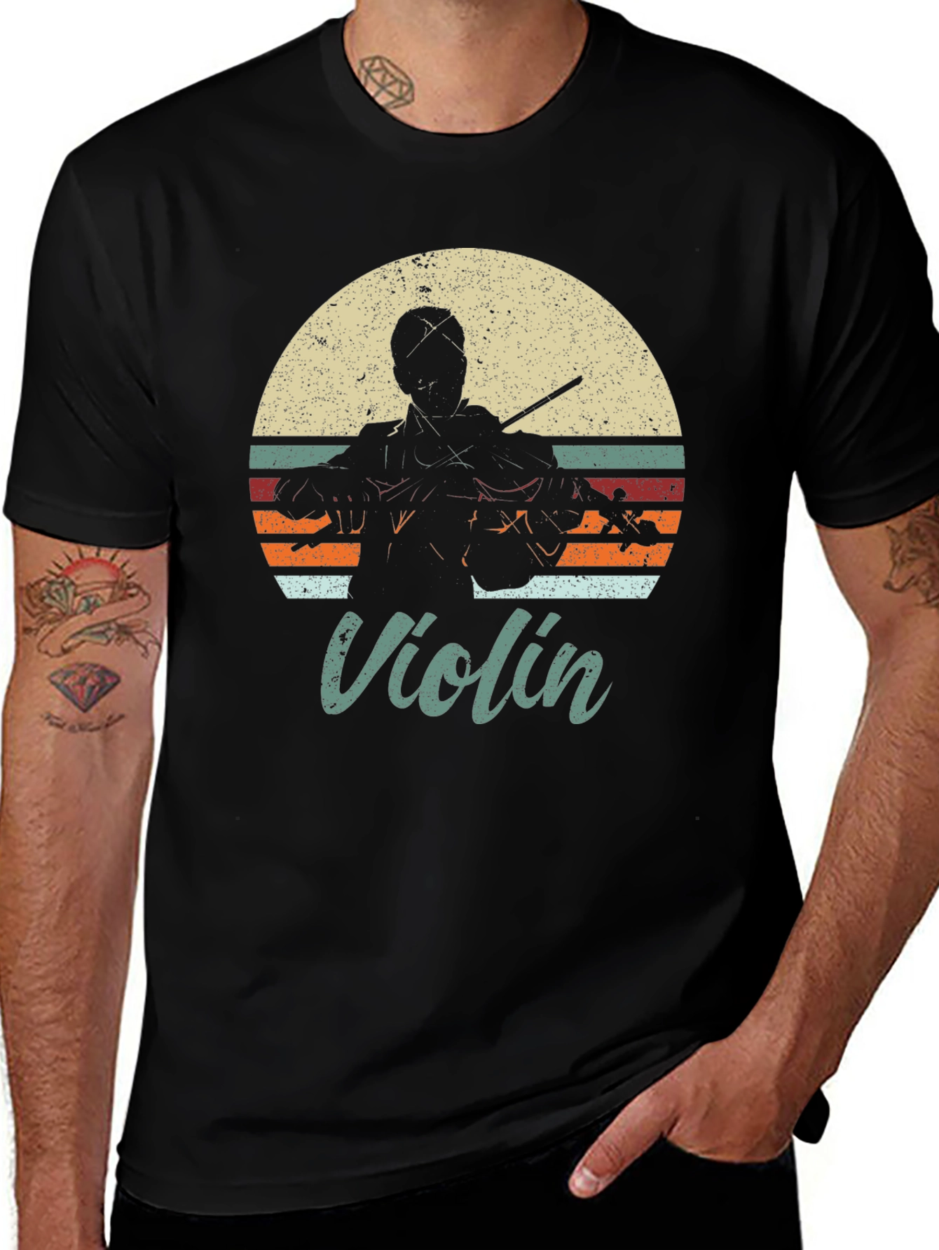Retro Violin Player T-Shirt - Music Lover Tee