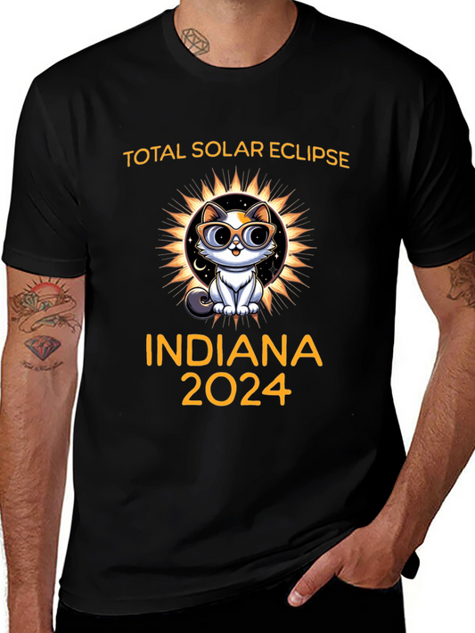 Total Solar Eclipse Indiana 2024 Cat T-Shirt