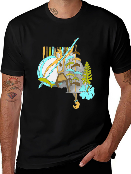 Tropical Graphic Tee - Black Casual Style