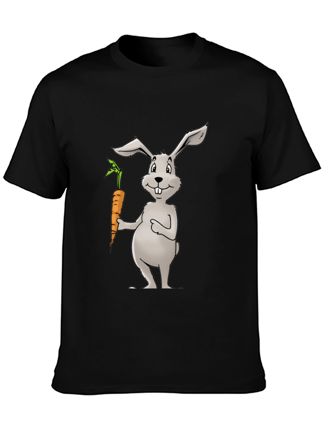 Bunny & Carrot Graphic Tee - Black Cotton T-Shirt
