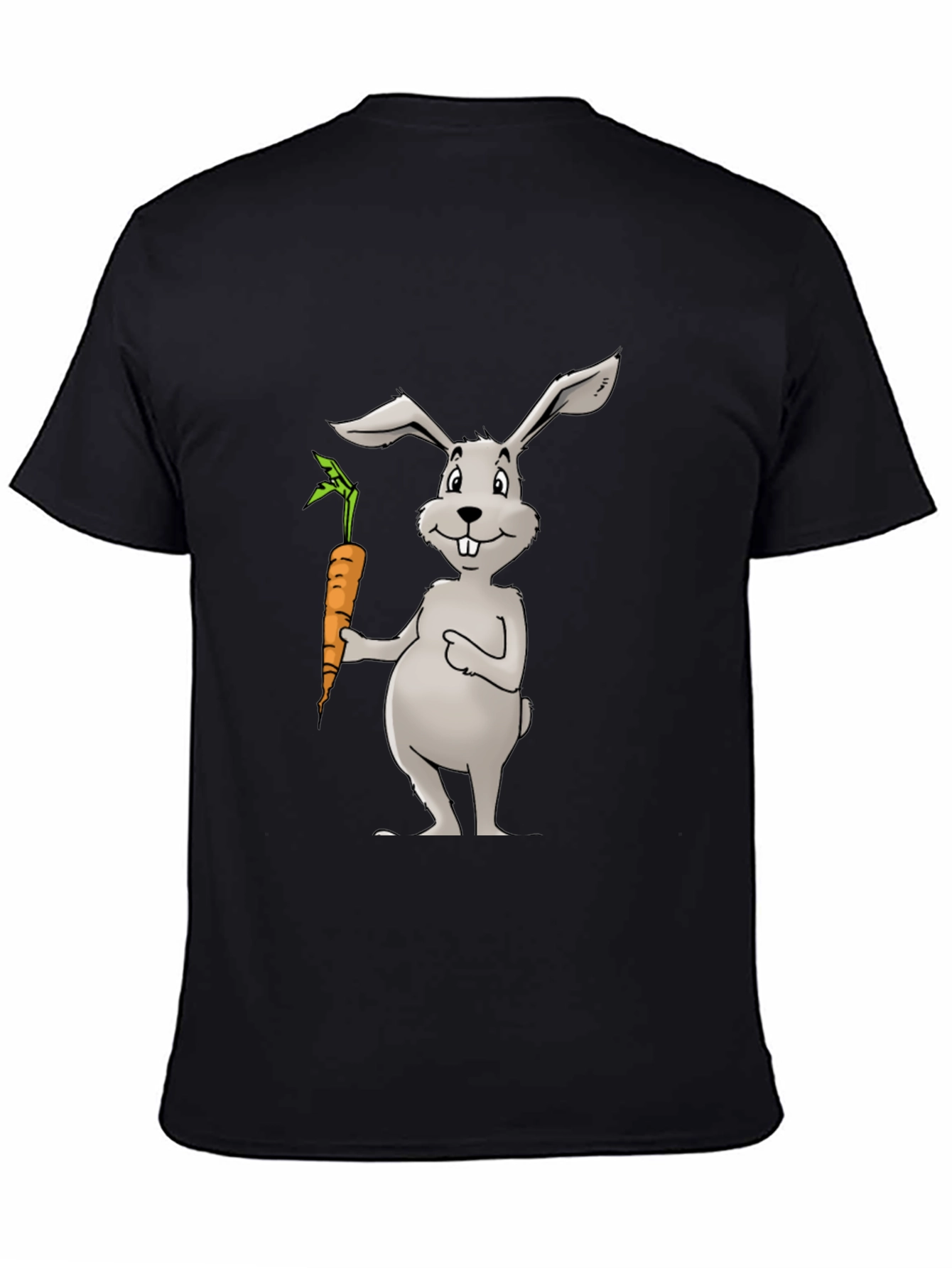 Bunny & Carrot Graphic Tee - Black Cotton T-Shirt
