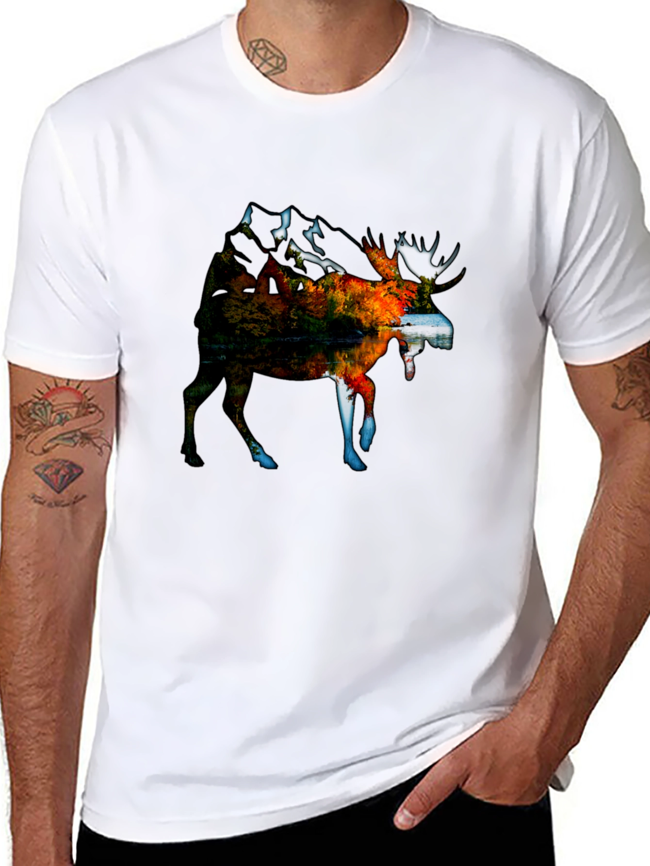 Nature Moose T-Shirt - Black Graphic Tee