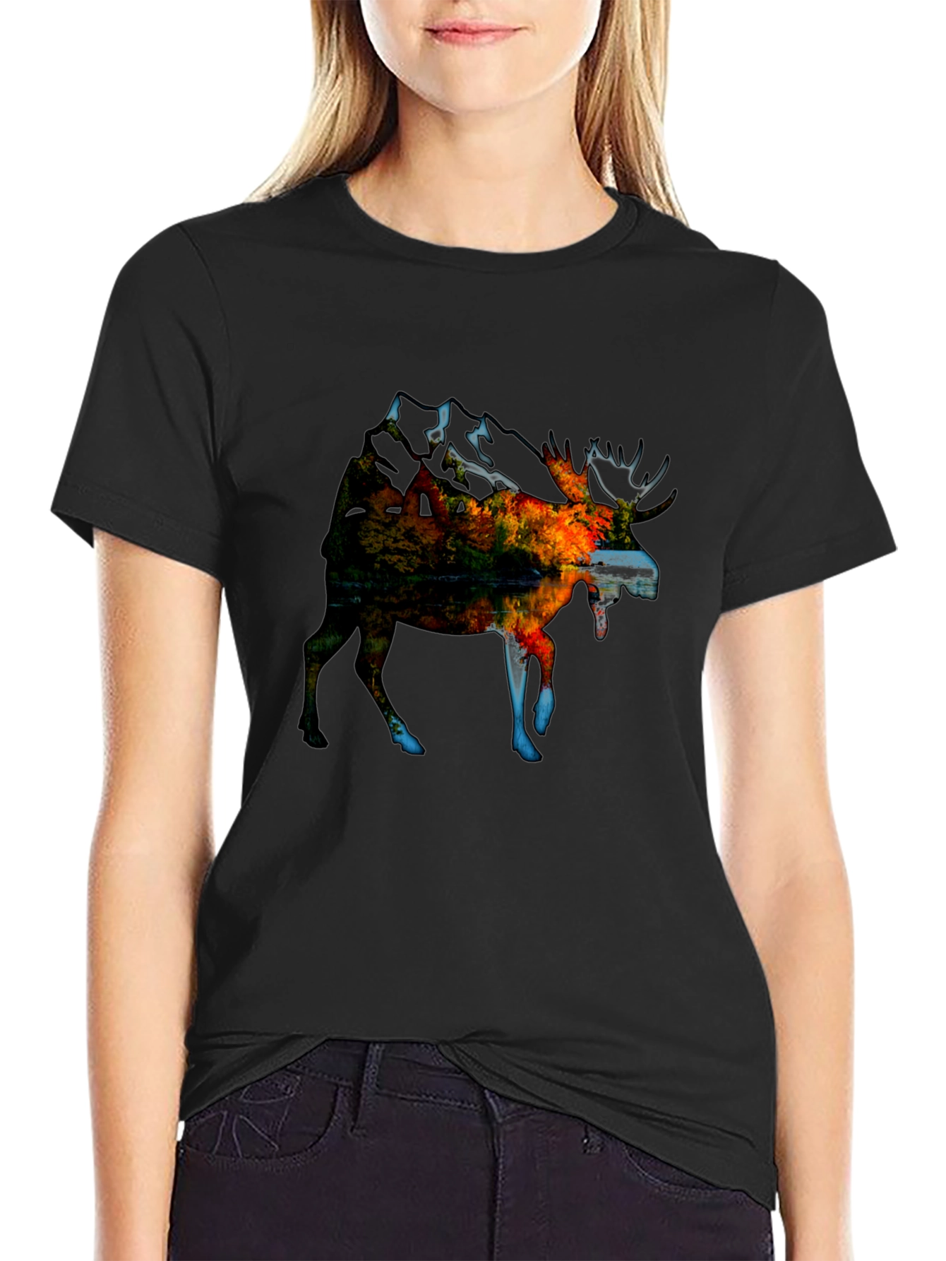 Nature Moose T-Shirt - Black Graphic Tee