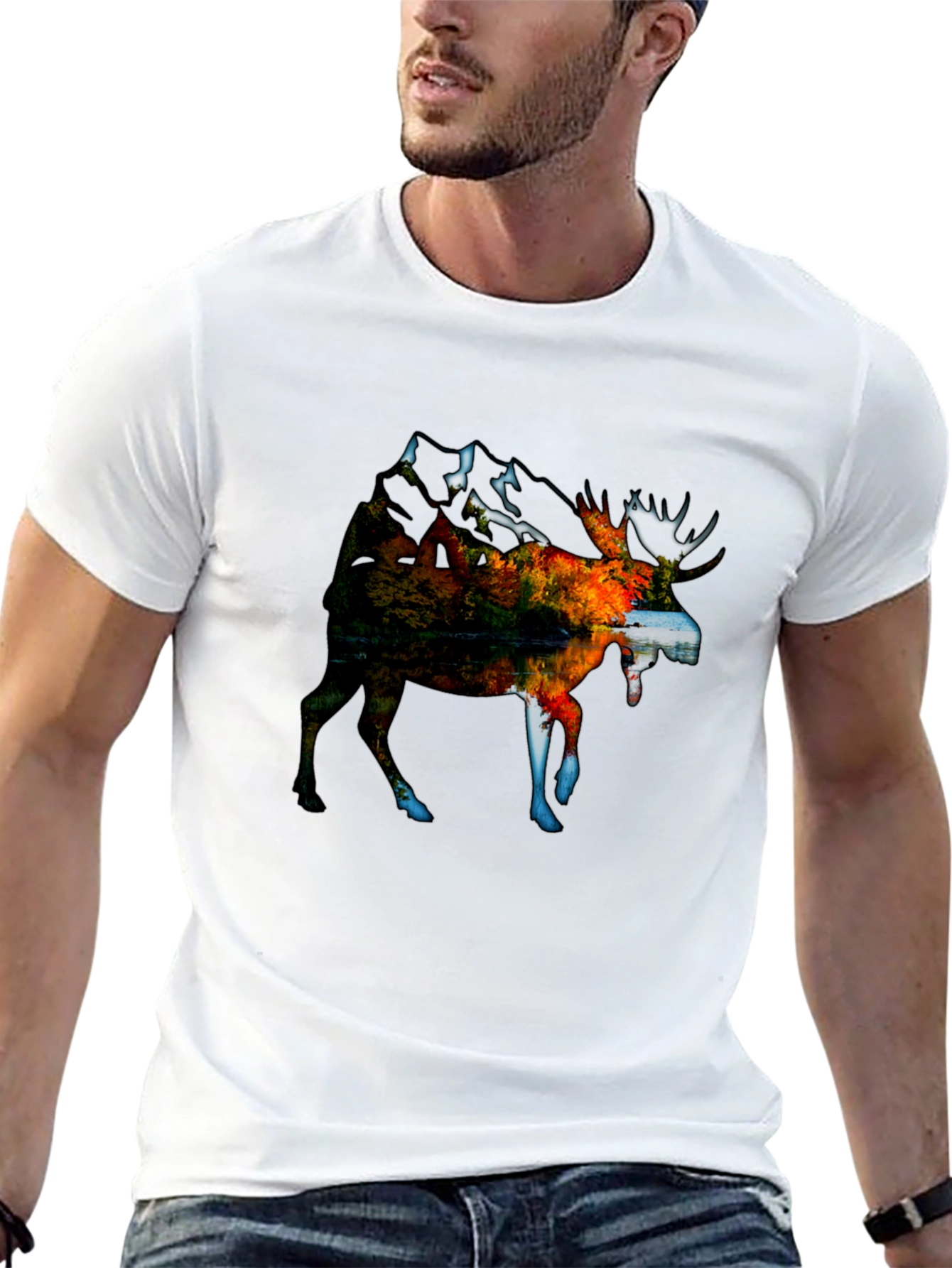 Nature Moose T-Shirt - Black Graphic Tee