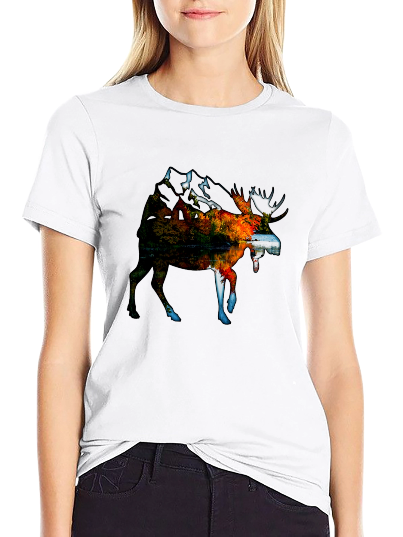 Nature Moose T-Shirt - Black Graphic Tee
