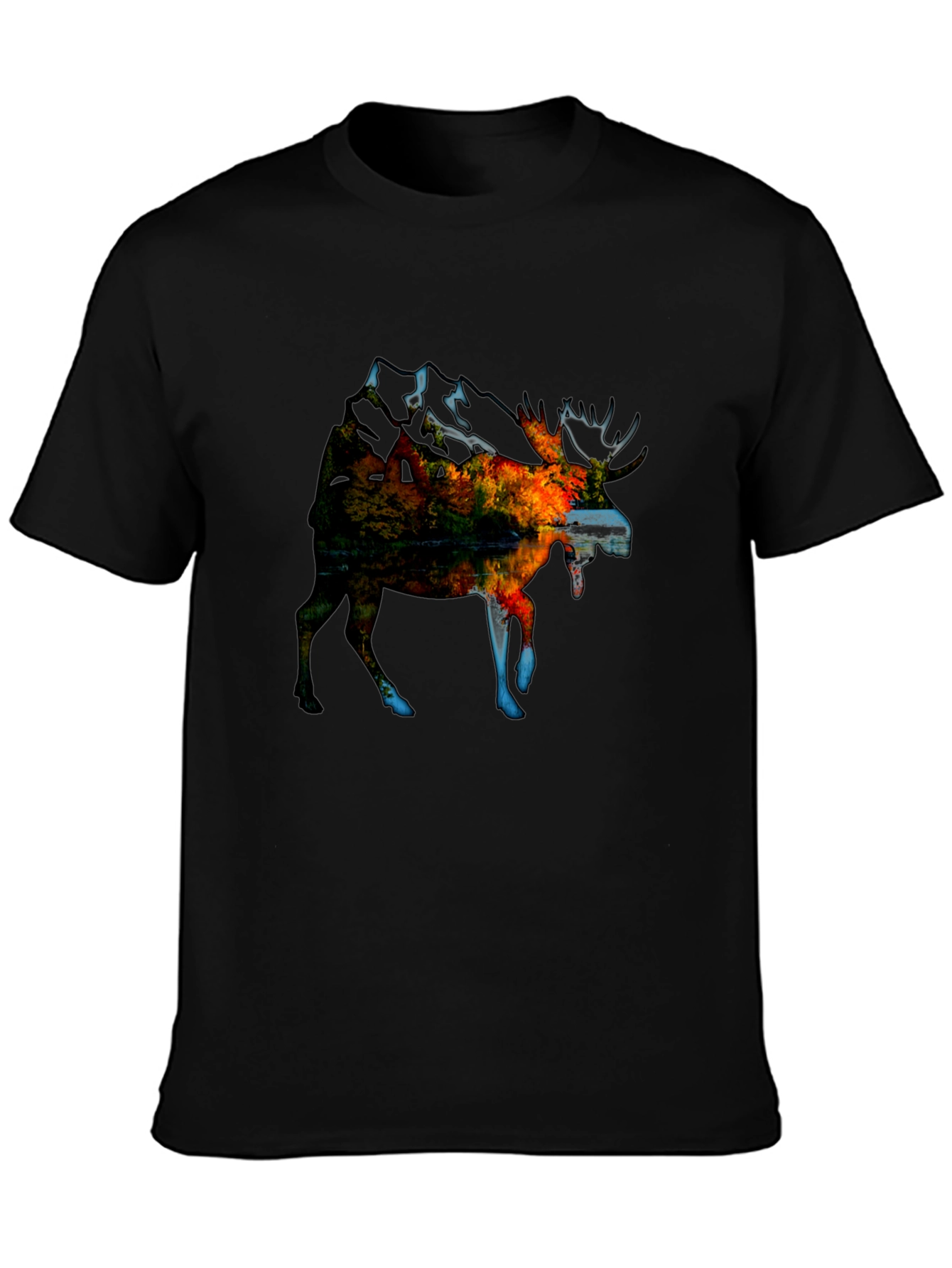 Nature Moose T-Shirt - Black Graphic Tee