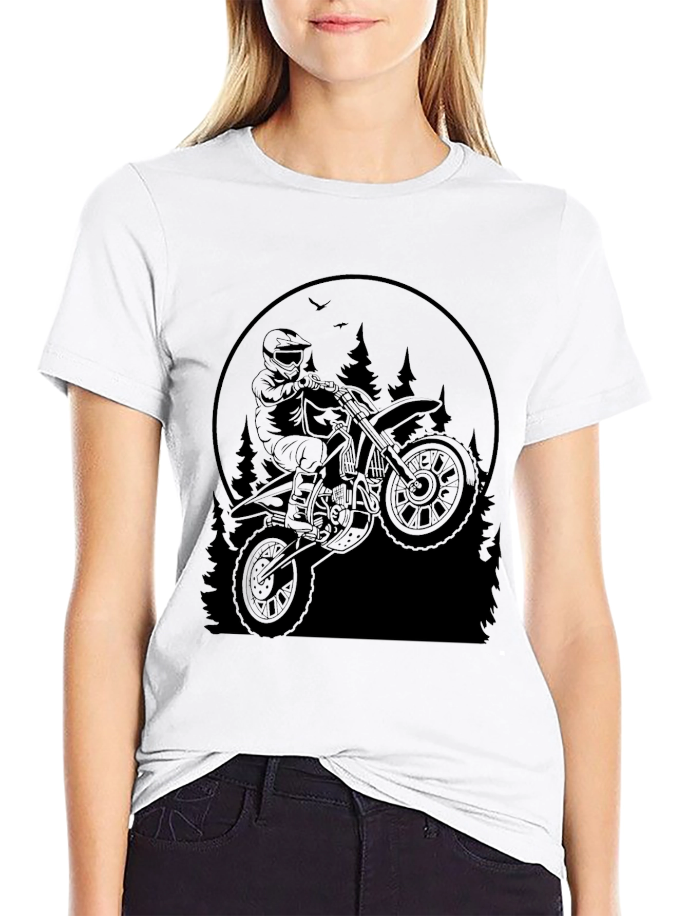 Dirt Bike Rider Graphic Tee - Black T-Shirt