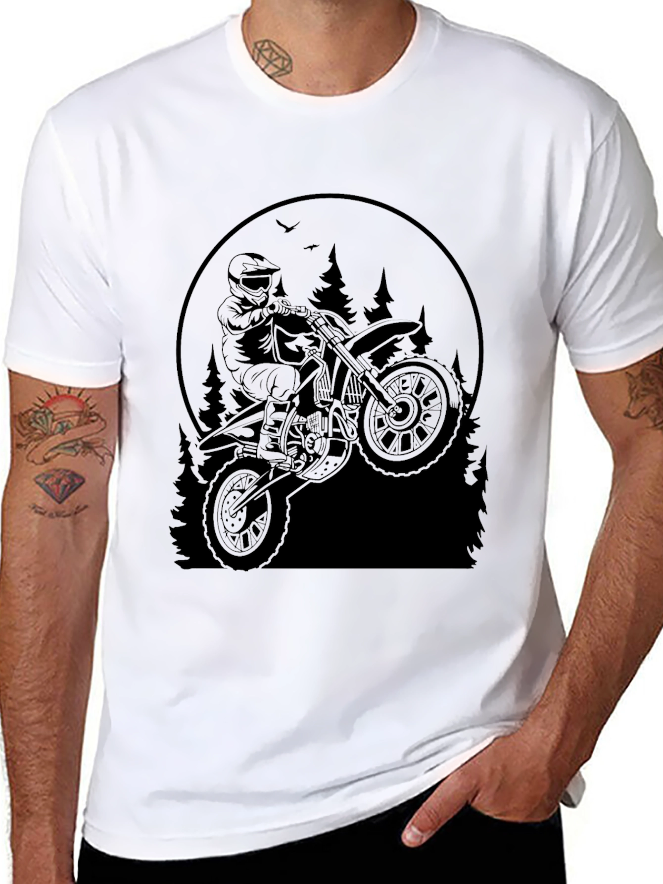 Dirt Bike Rider Graphic Tee - Black T-Shirt