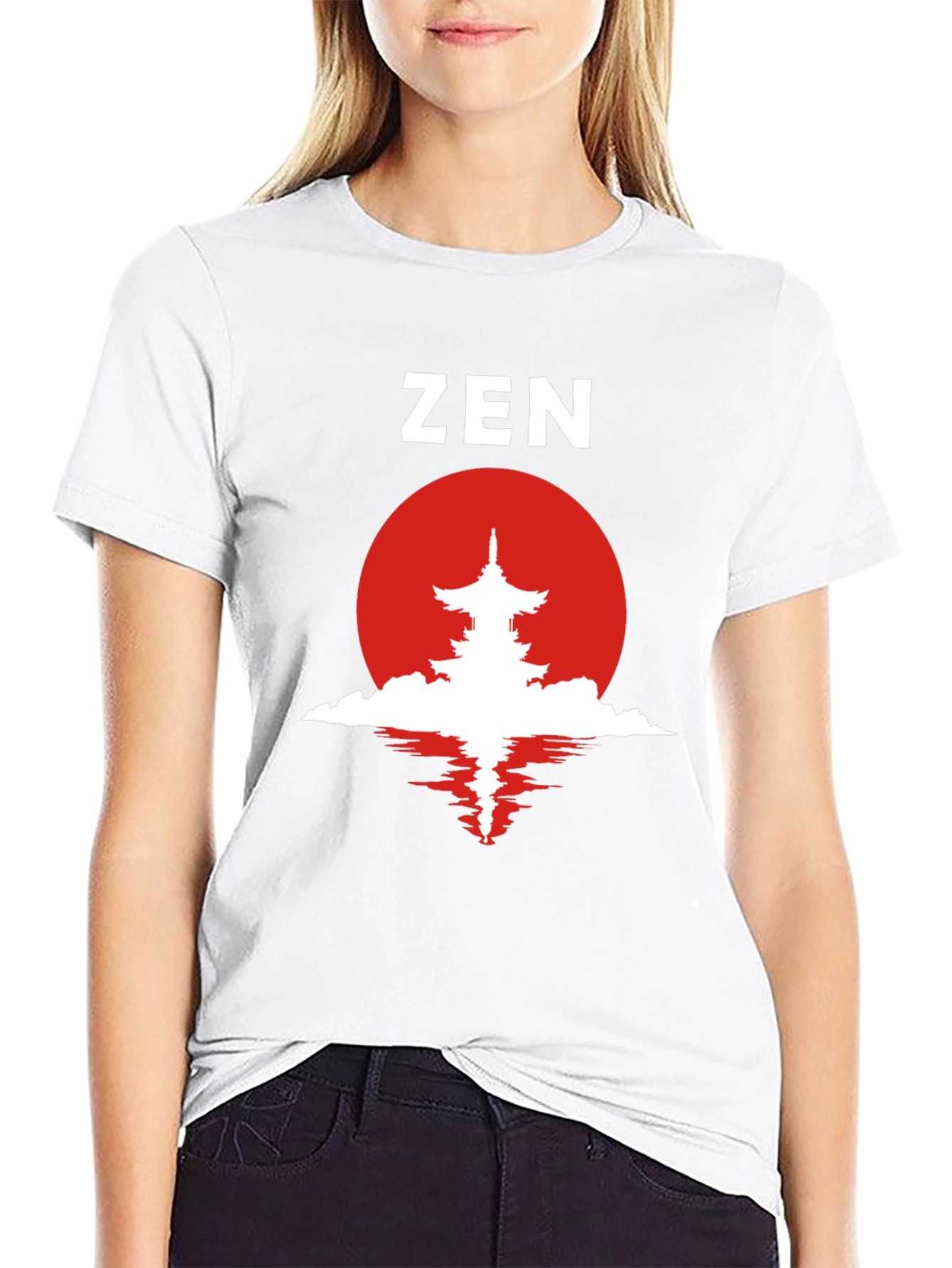 Zen Pagoda Graphic Tee - Black Cotton T-Shirt