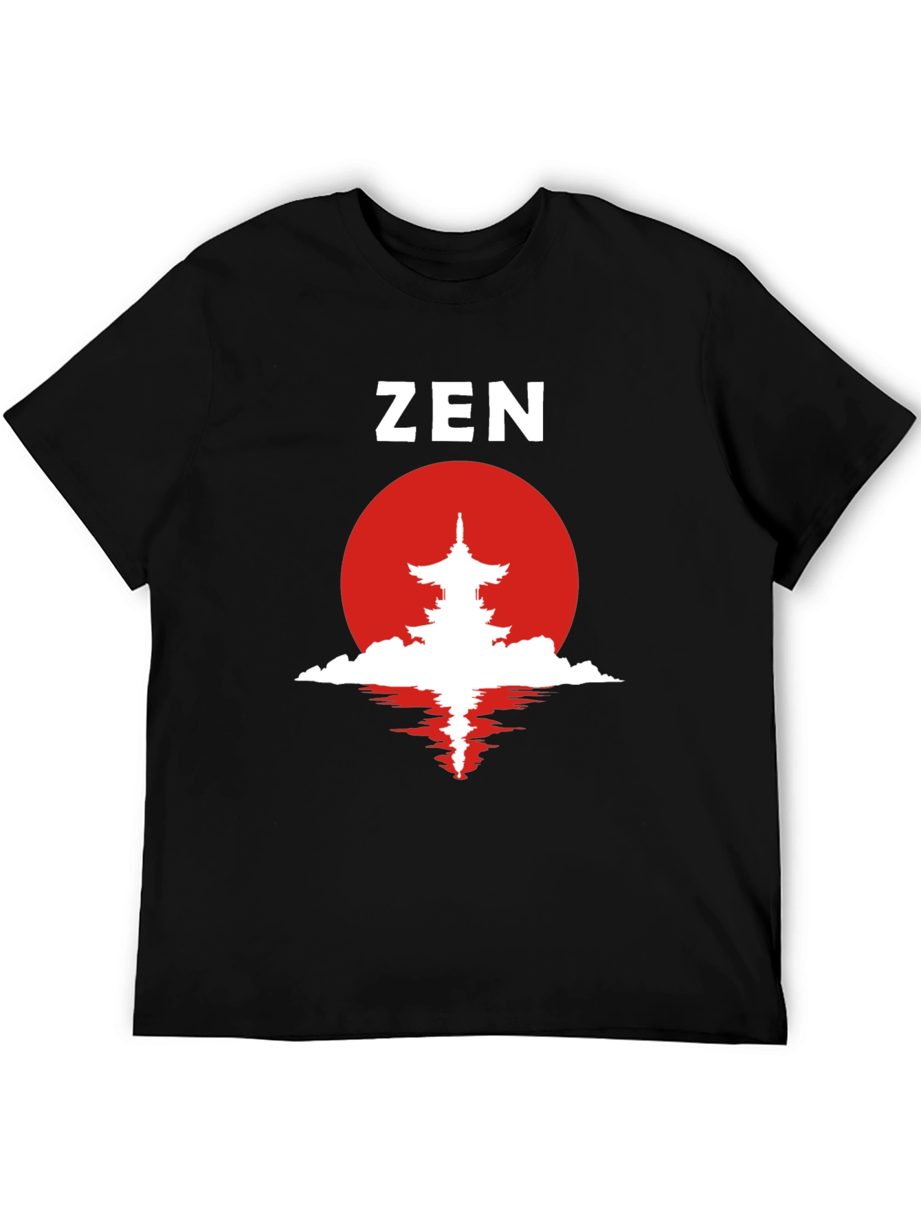 Zen Pagoda Graphic Tee - Black Cotton T-Shirt