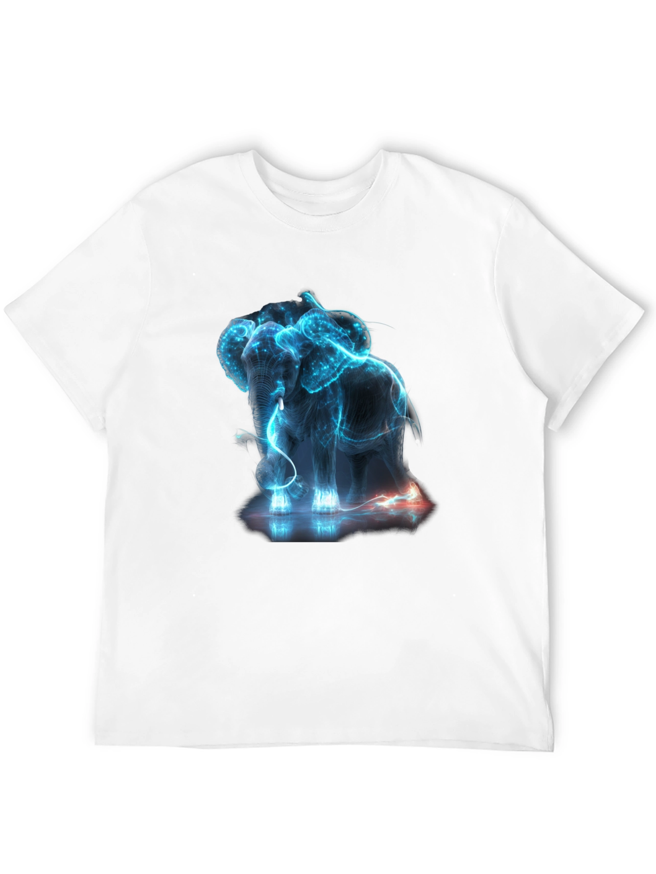 Neon Elephant Graphic Print Black T-Shirt