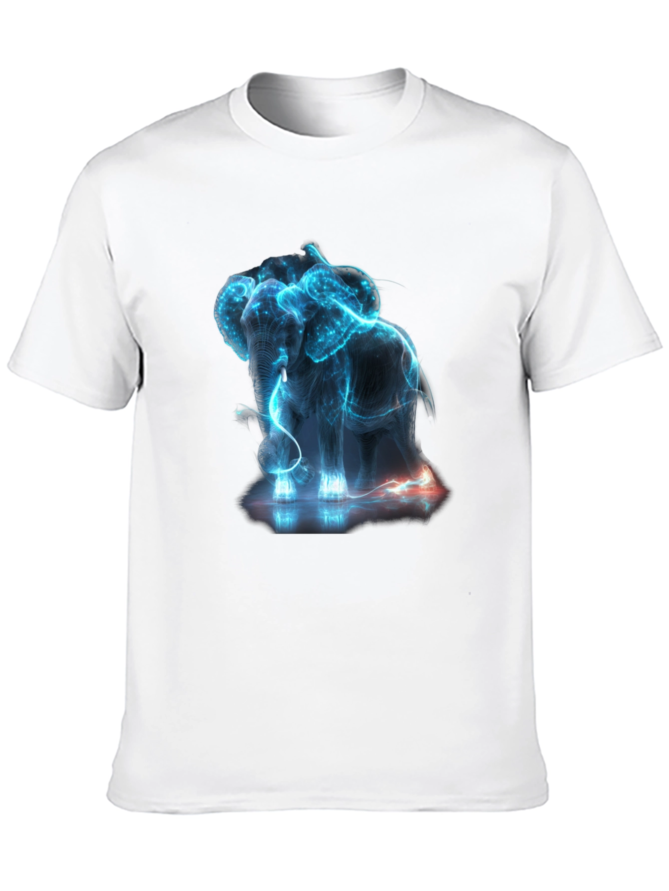 Neon Elephant Graphic Print Black T-Shirt