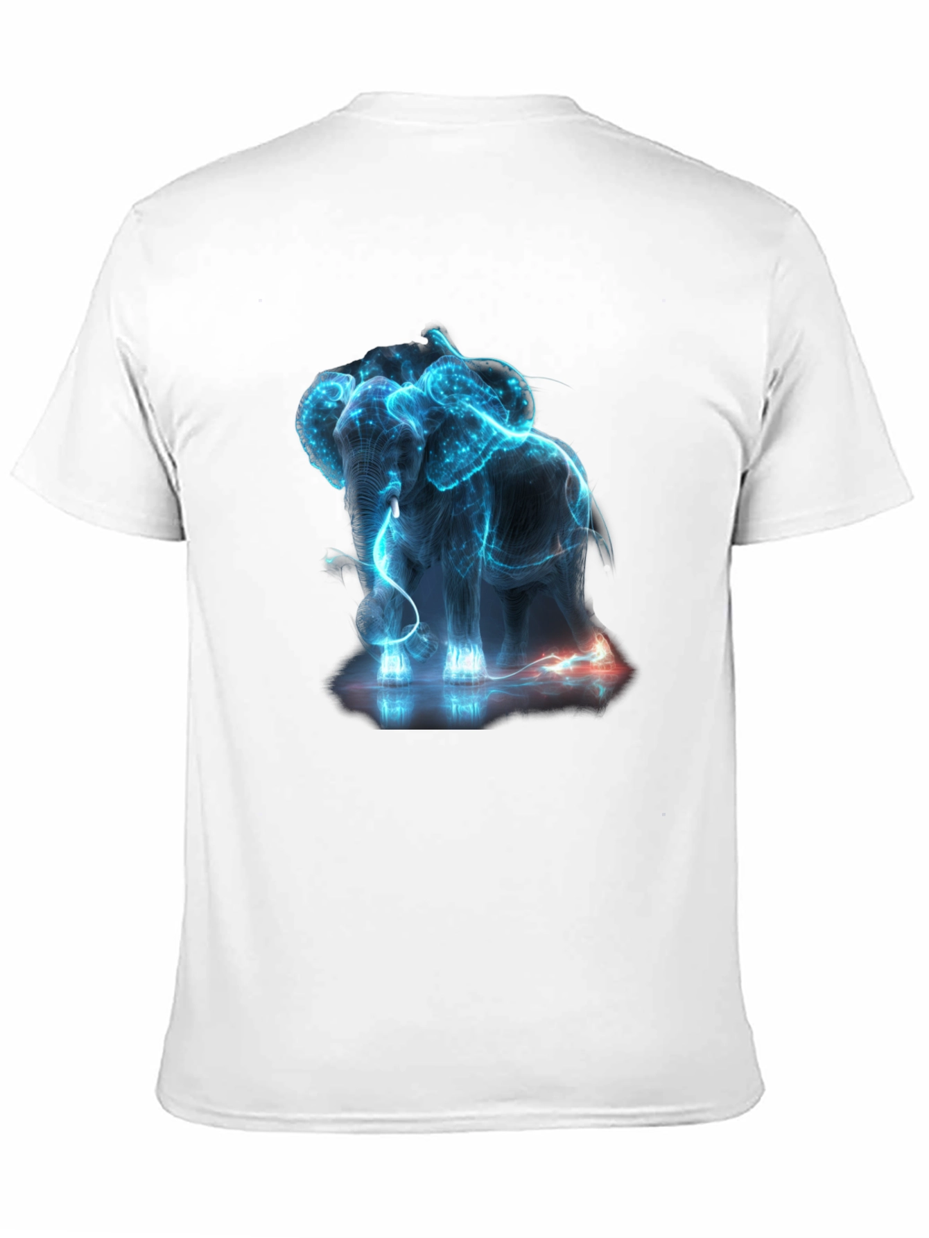 Neon Elephant Graphic Print Black T-Shirt