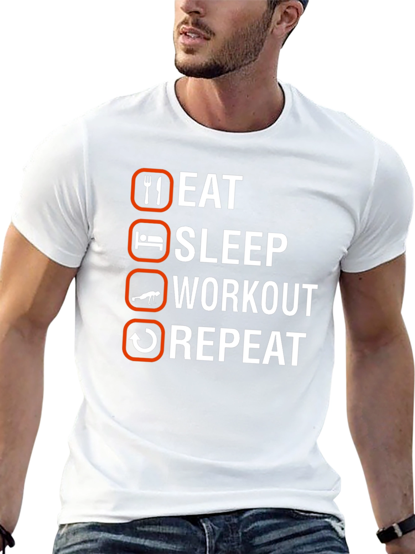 Eat Sleep Workout Repeat Graphic Tee