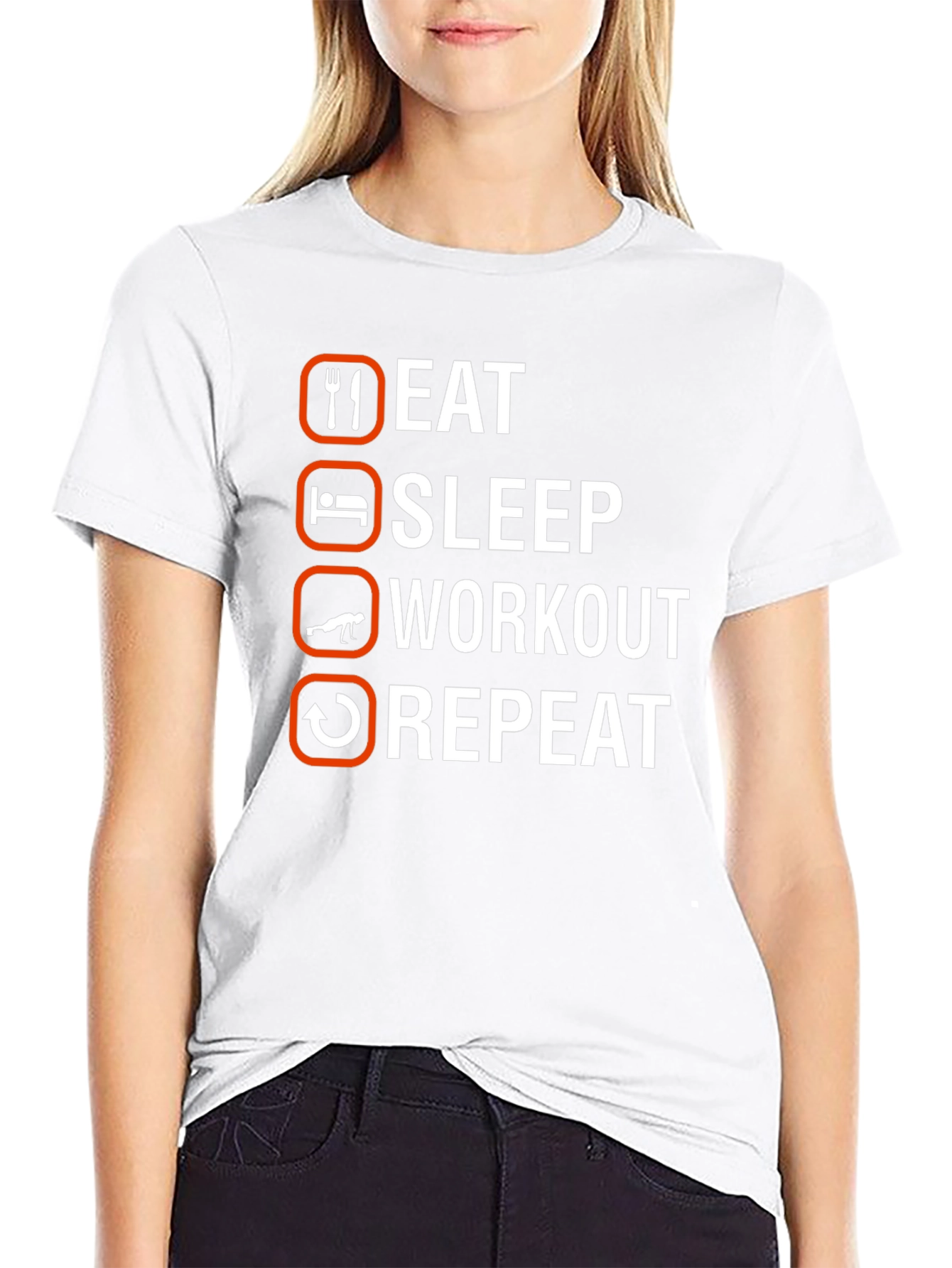 Eat Sleep Workout Repeat Graphic Tee