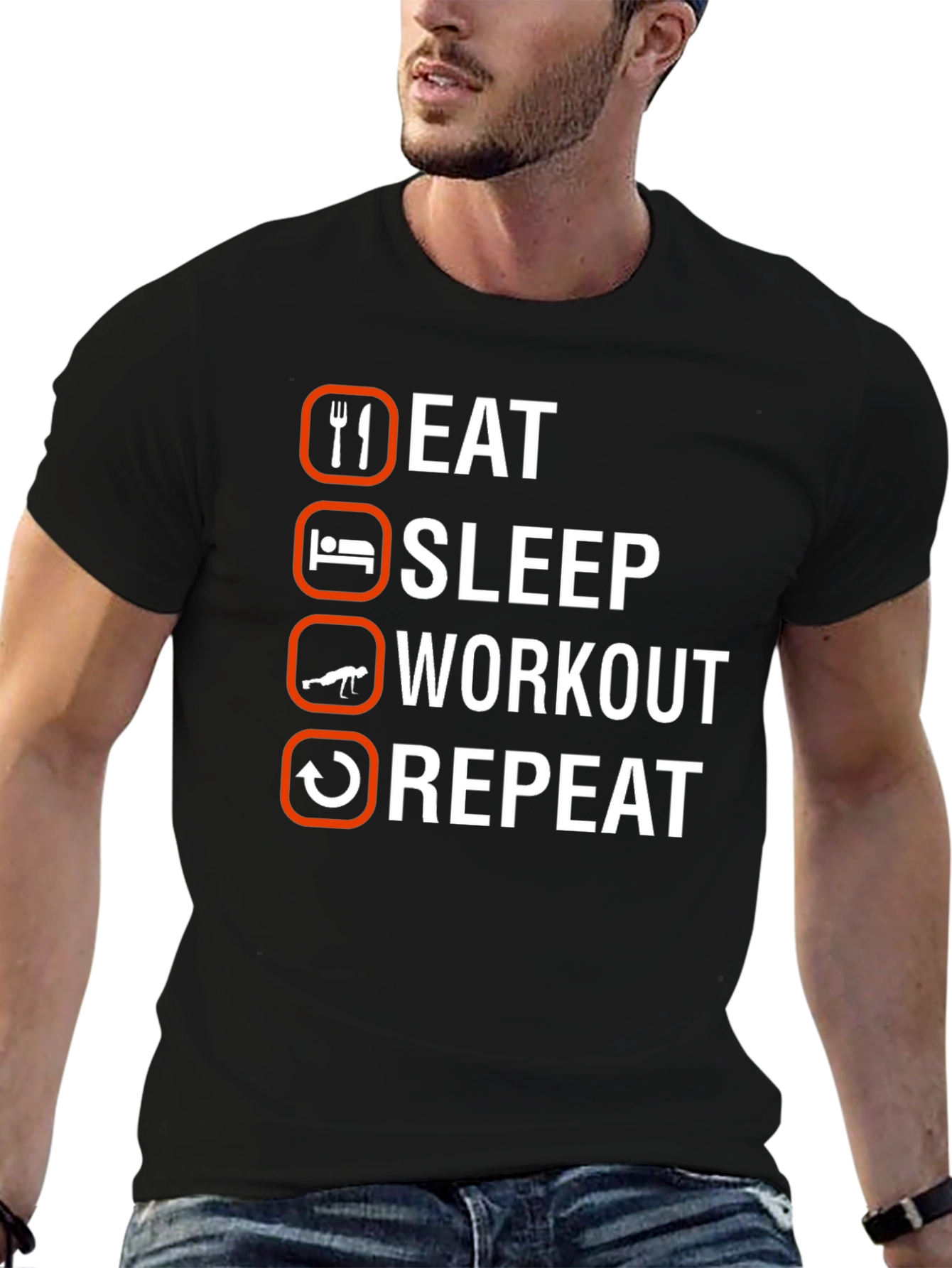 Eat Sleep Workout Repeat Graphic Tee