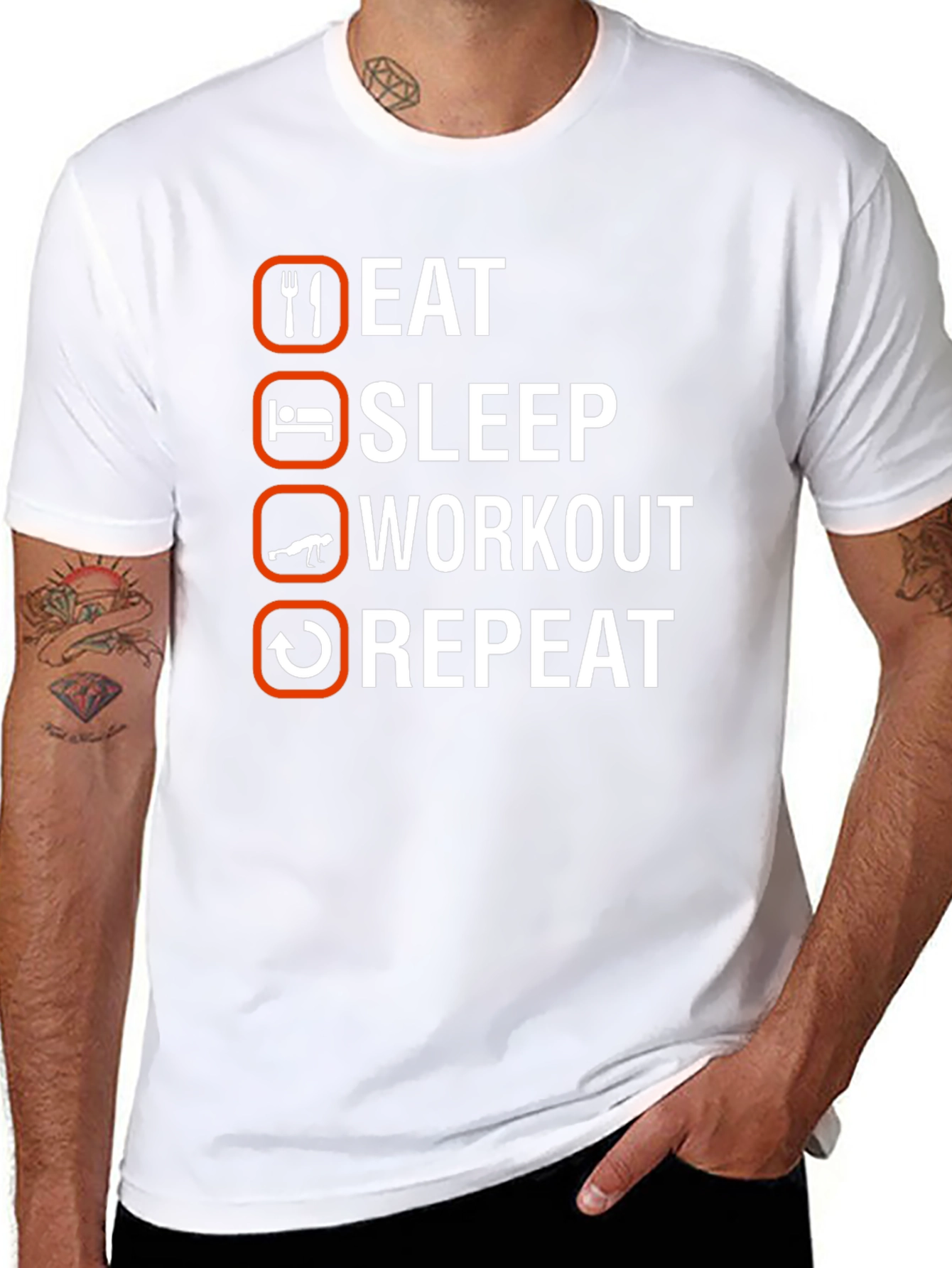 Eat Sleep Workout Repeat Graphic Tee
