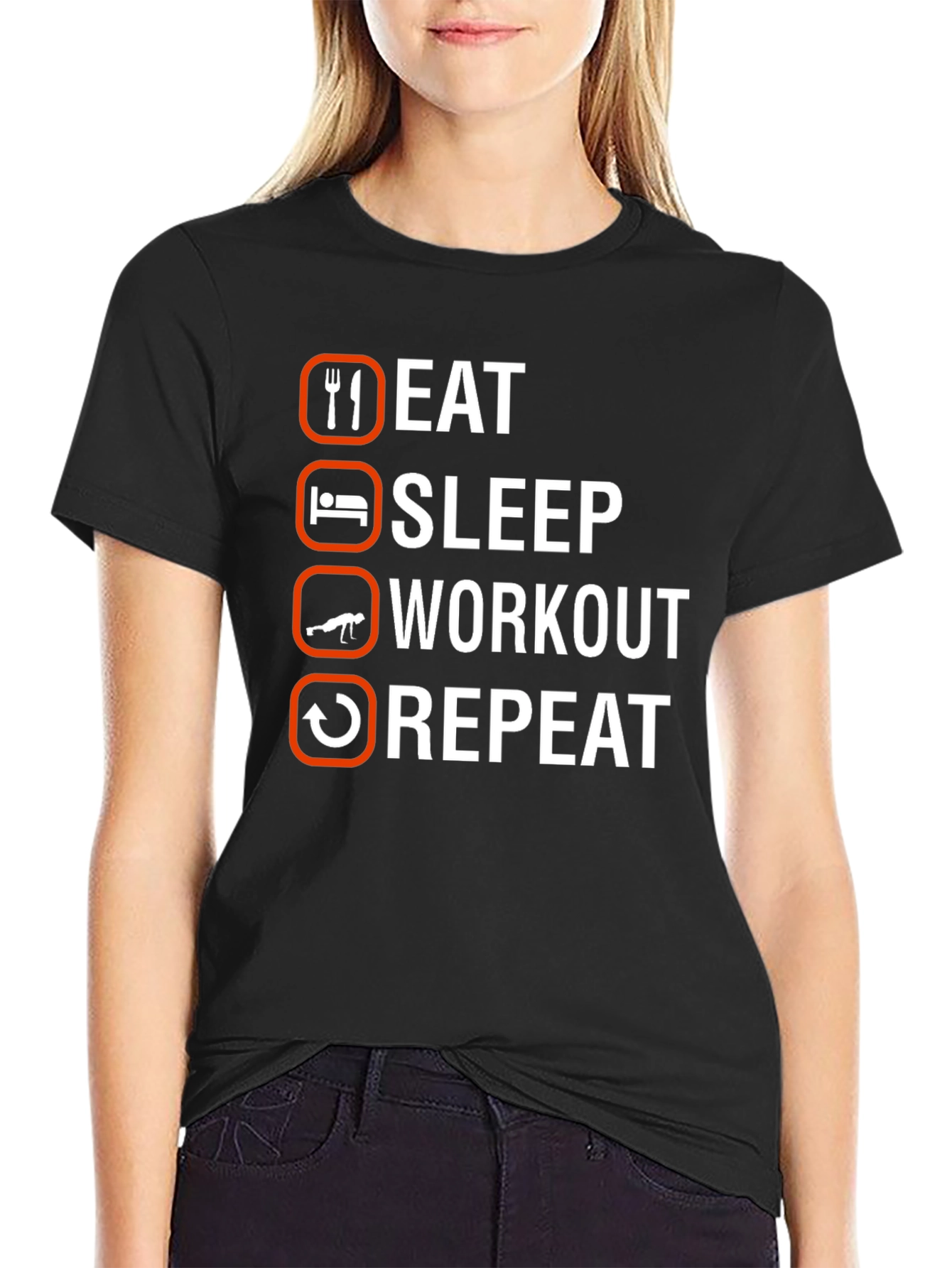 Eat Sleep Workout Repeat Graphic Tee