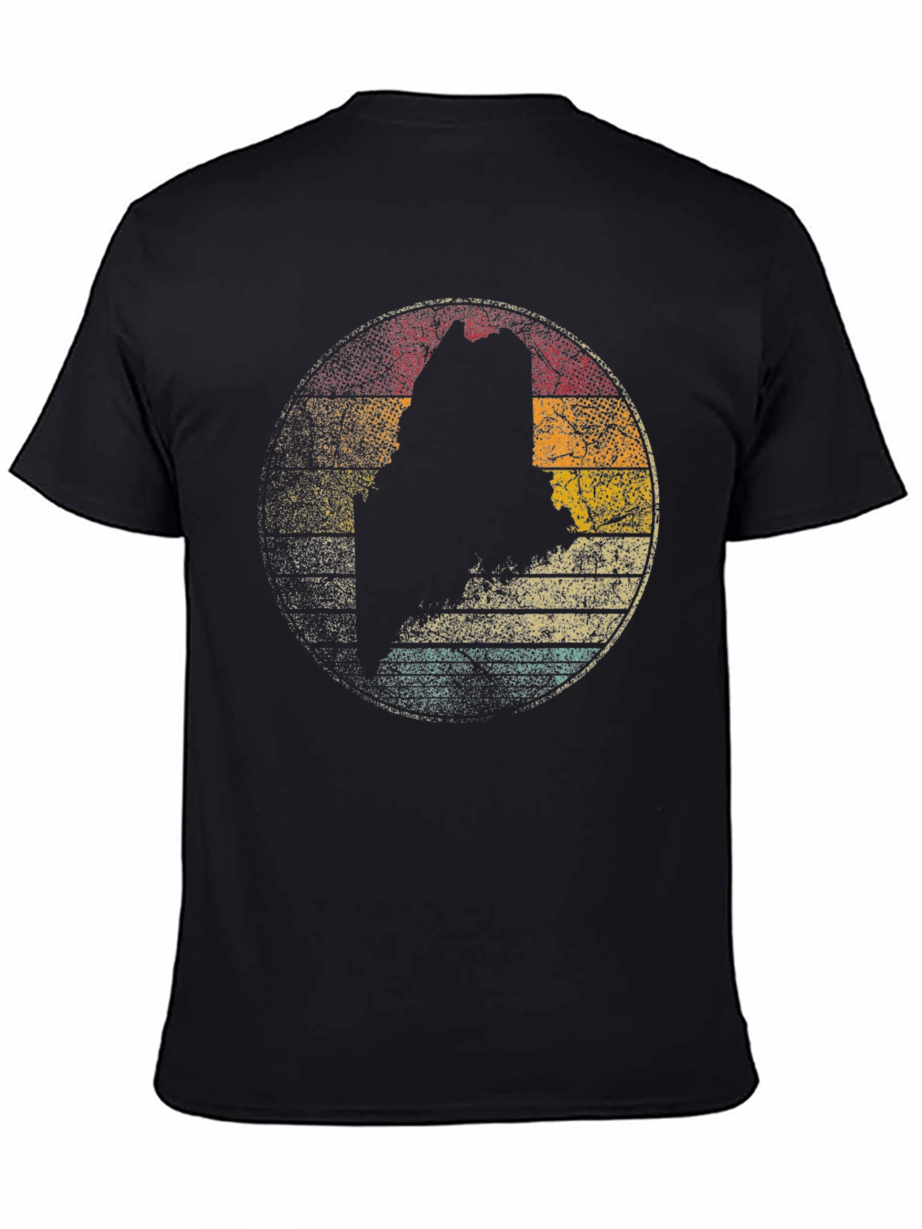 Maine State Silhouette Retro Graphic T-Shirt